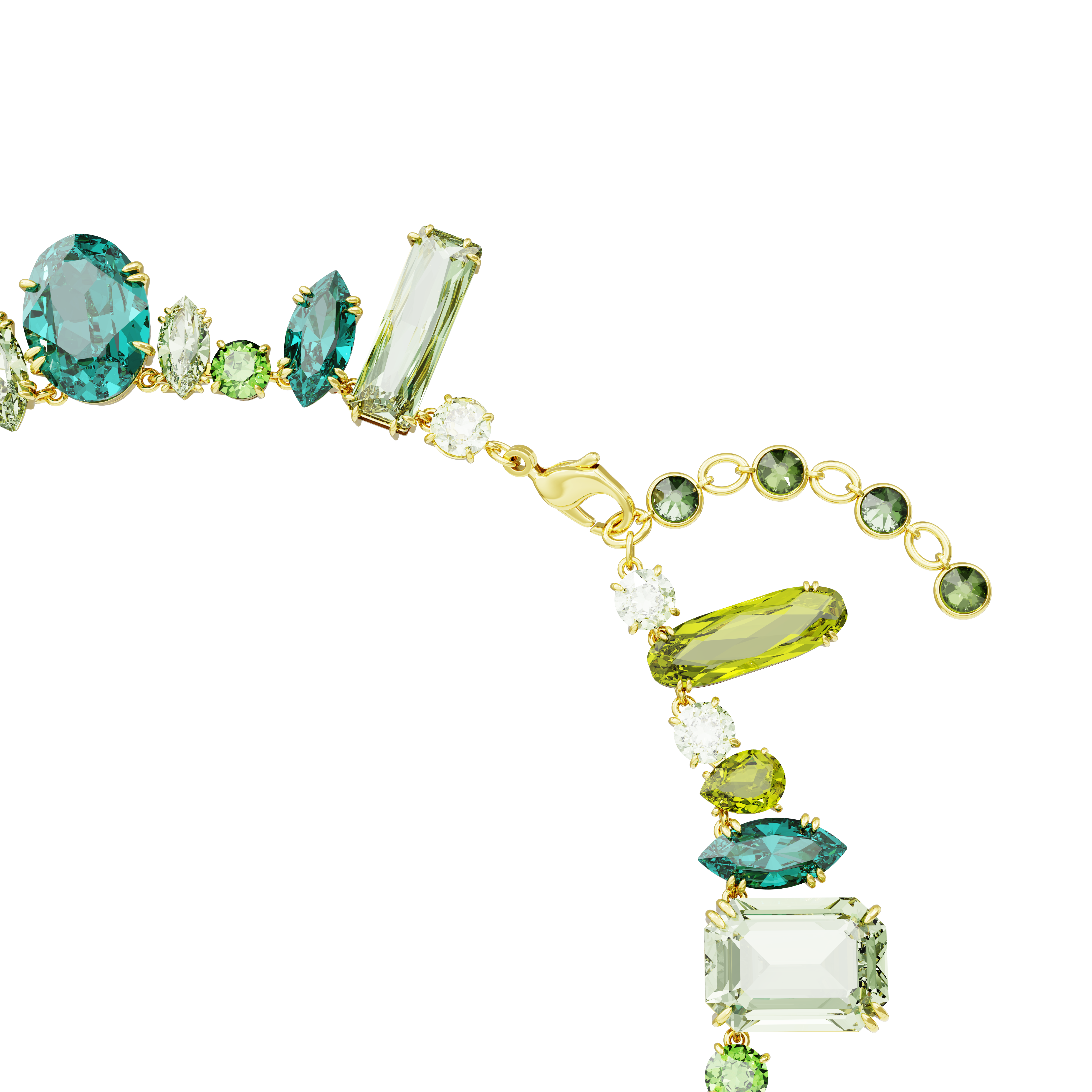 Swarovski Gema necklace, Mixed cuts, Green, Gold-tone plated 5657388