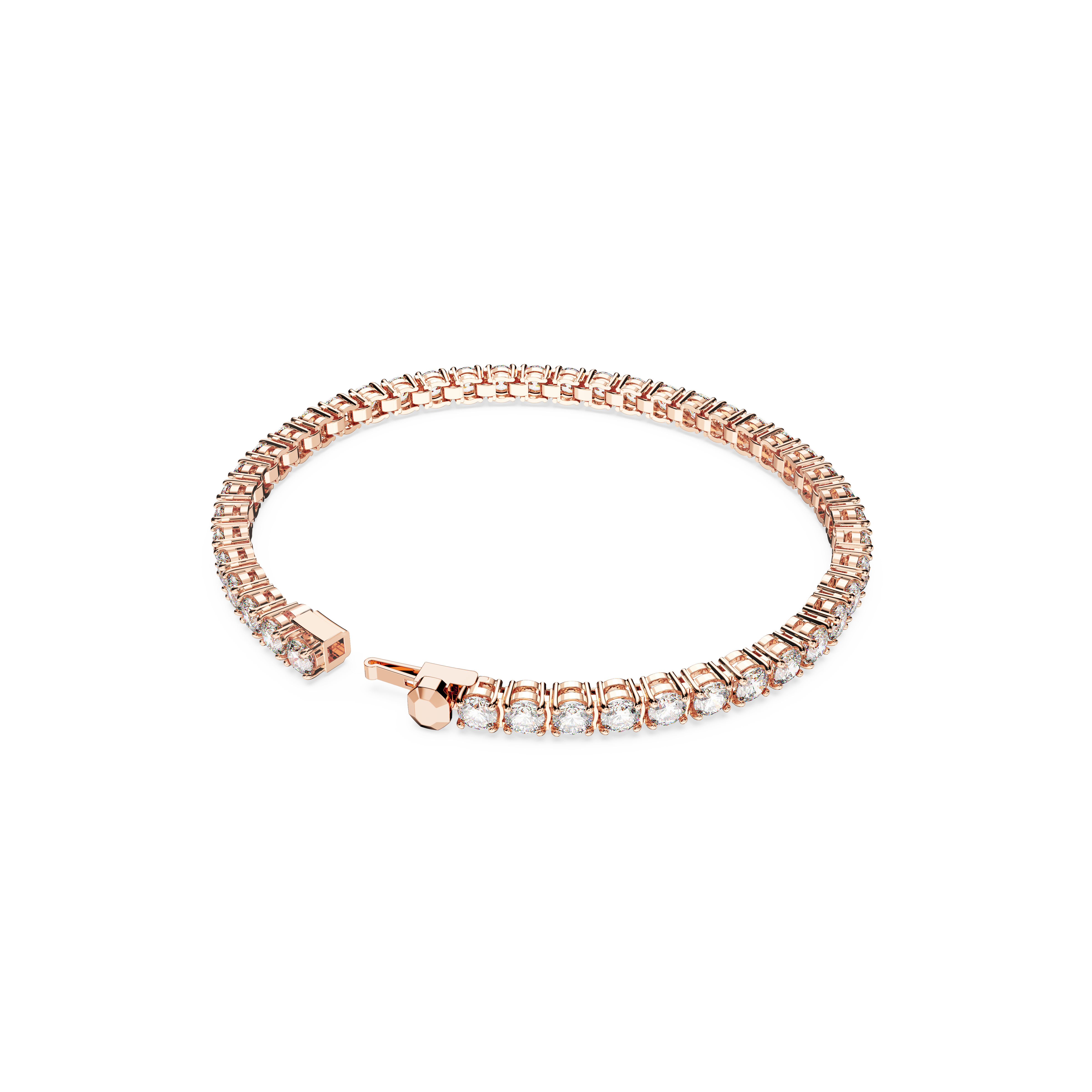 Swarovski Matrix Tennis bracelet, Round cut, White, Rose gold-tone plated 5657659