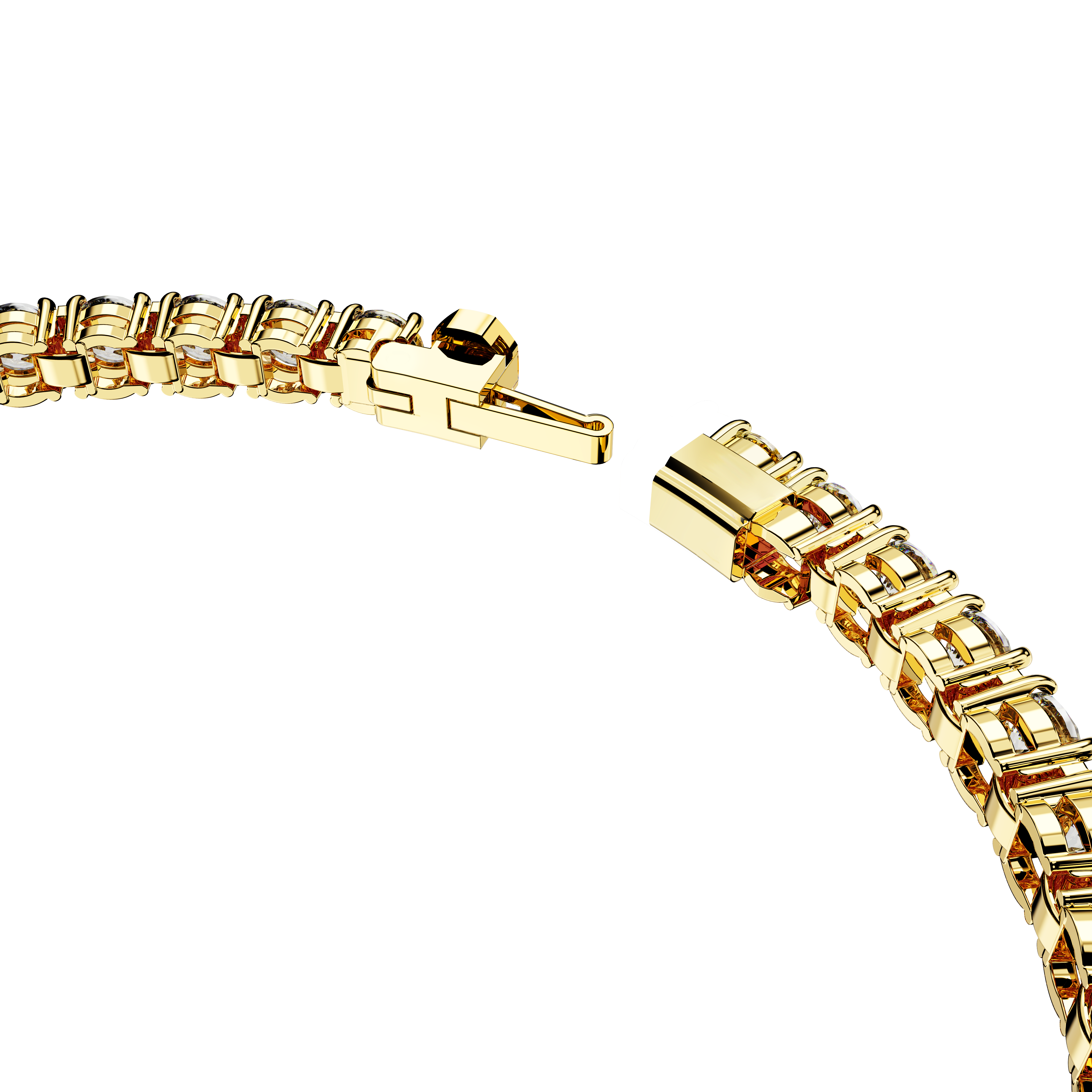 Swarovski Matrix Tennis bracelet, Round cut, White, Gold-tone plated 5657665