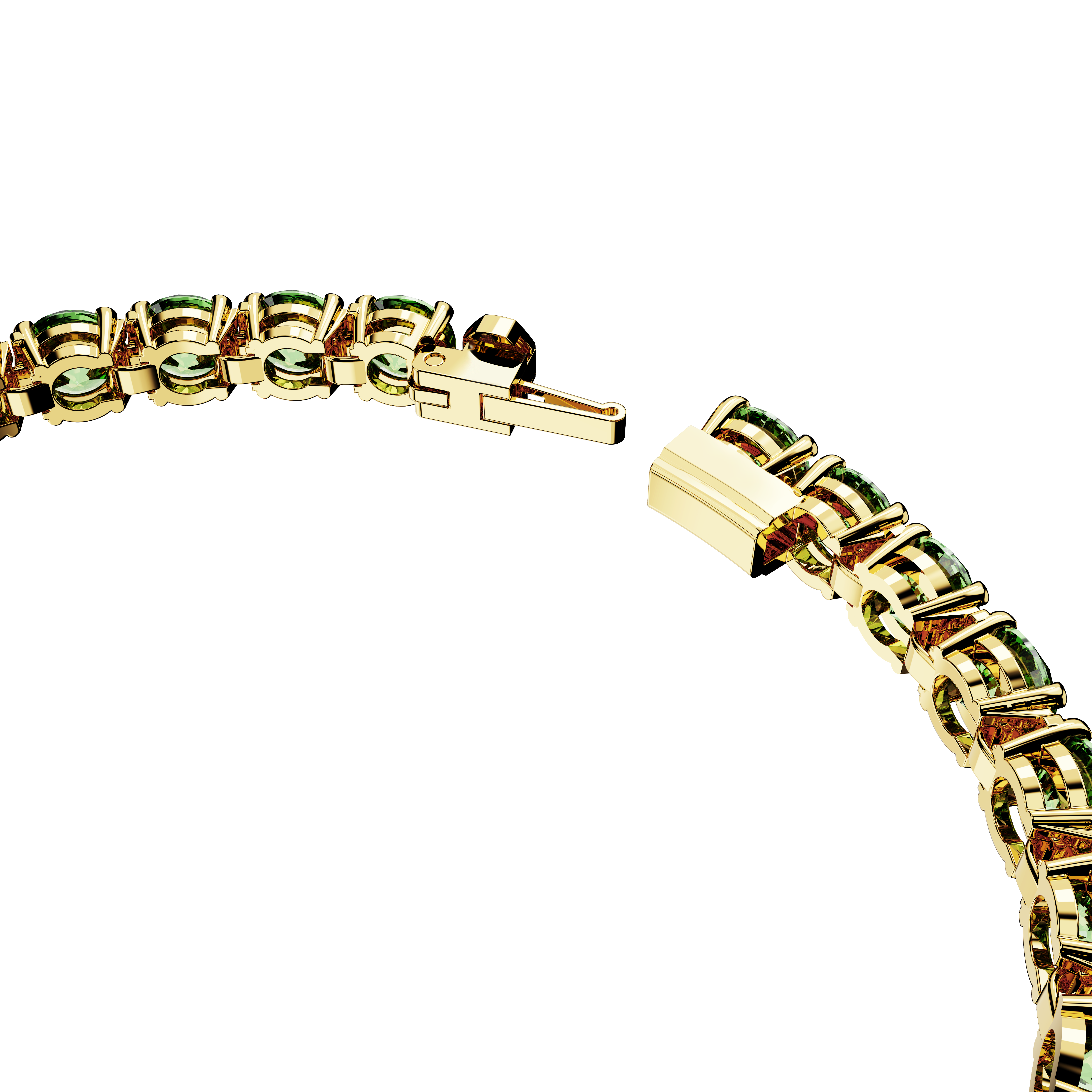 SWAROVSKI MATRIX TENNIS BRACELET, ROUND CUT, MEDIUM, GREEN, GOLD-TONE PLATED