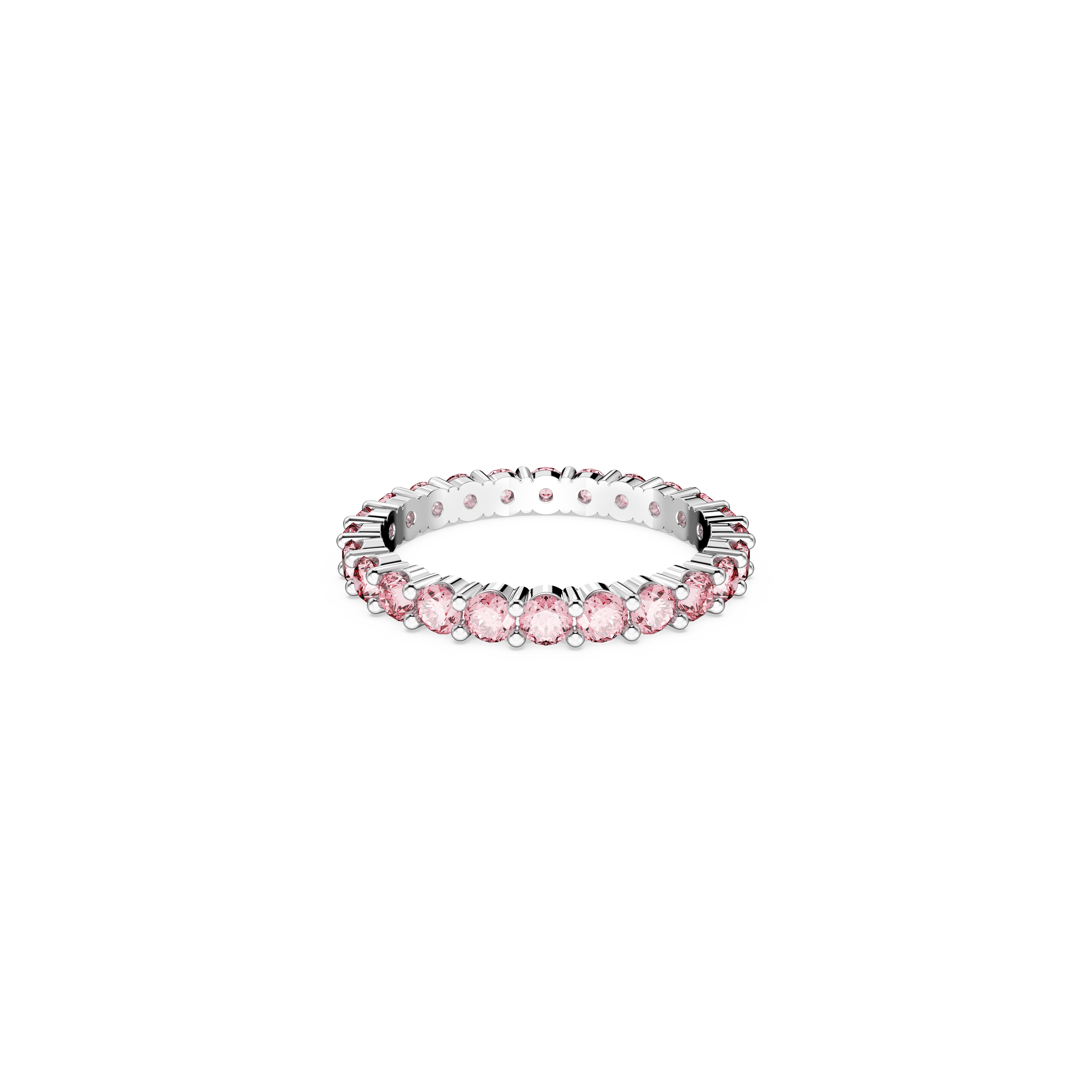 SWAROVSKI MATRIX RING, ROUND CUT, PINK, RHODIUM PLATED