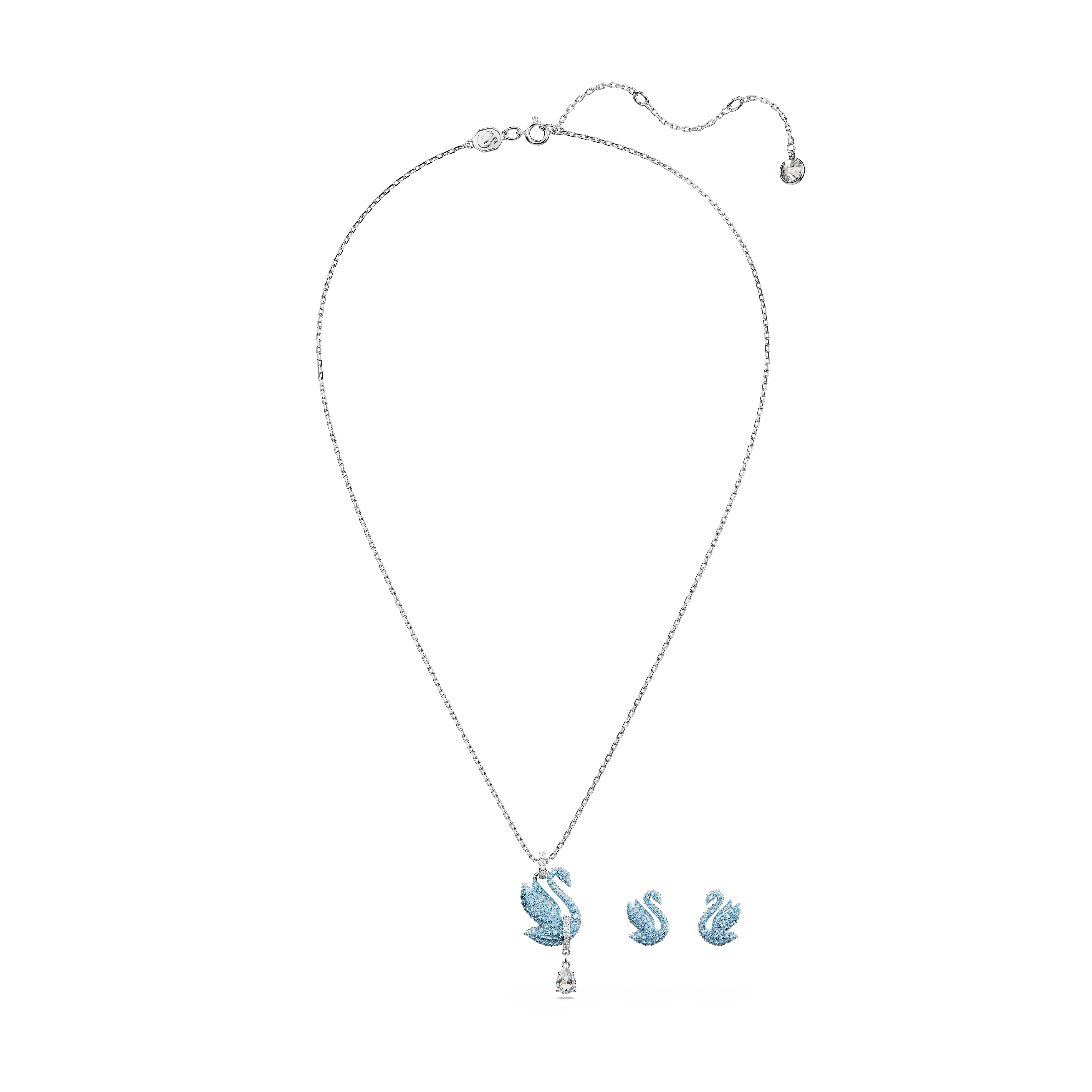 SWAROVSKI SWAROVSKI ICONIC SWAN SET, SWAN, BLUE, RHODIUM PLATED 5660597