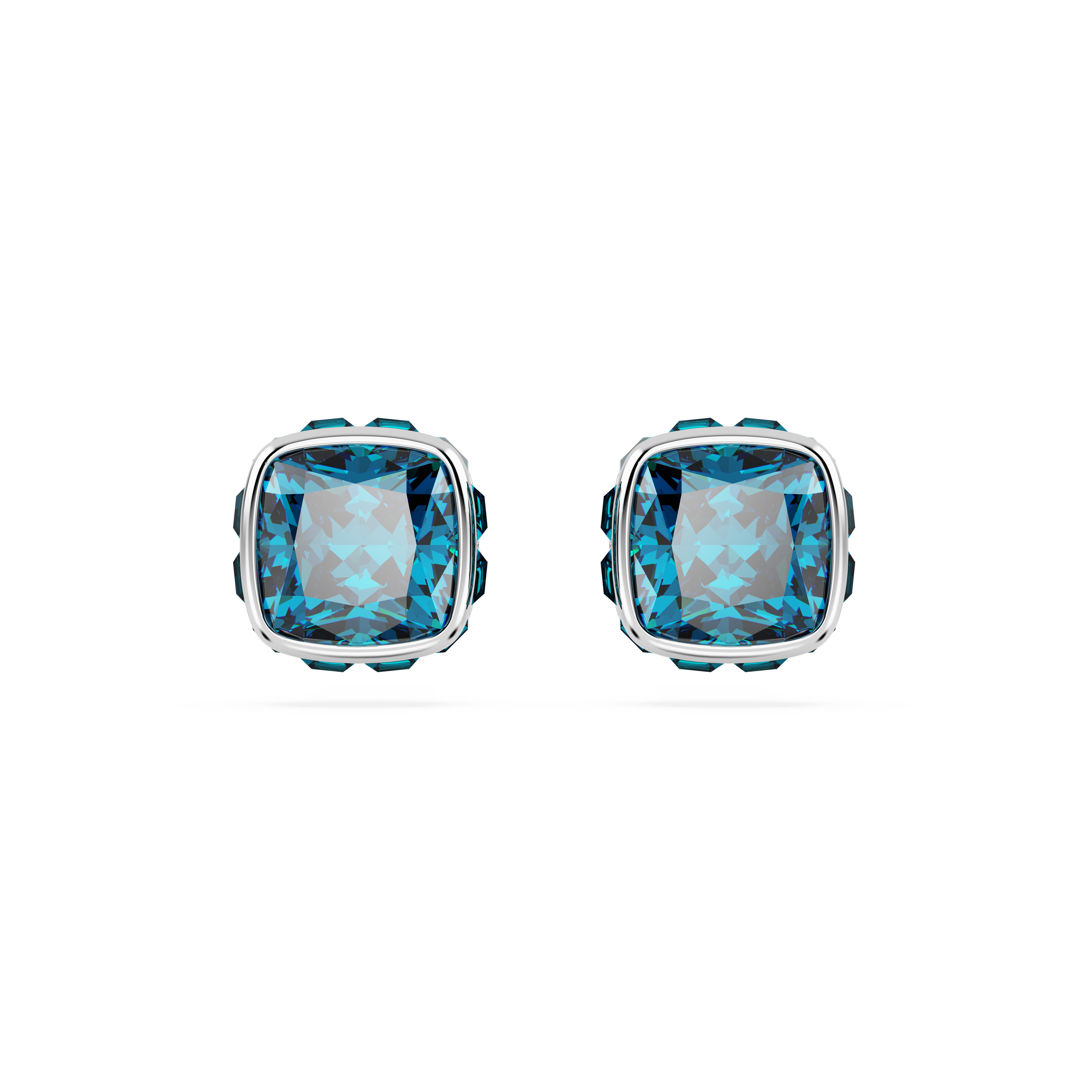 Swarovski Birthstone stud earrings, Square cut, December, Blue, Rhodium plated 5660796