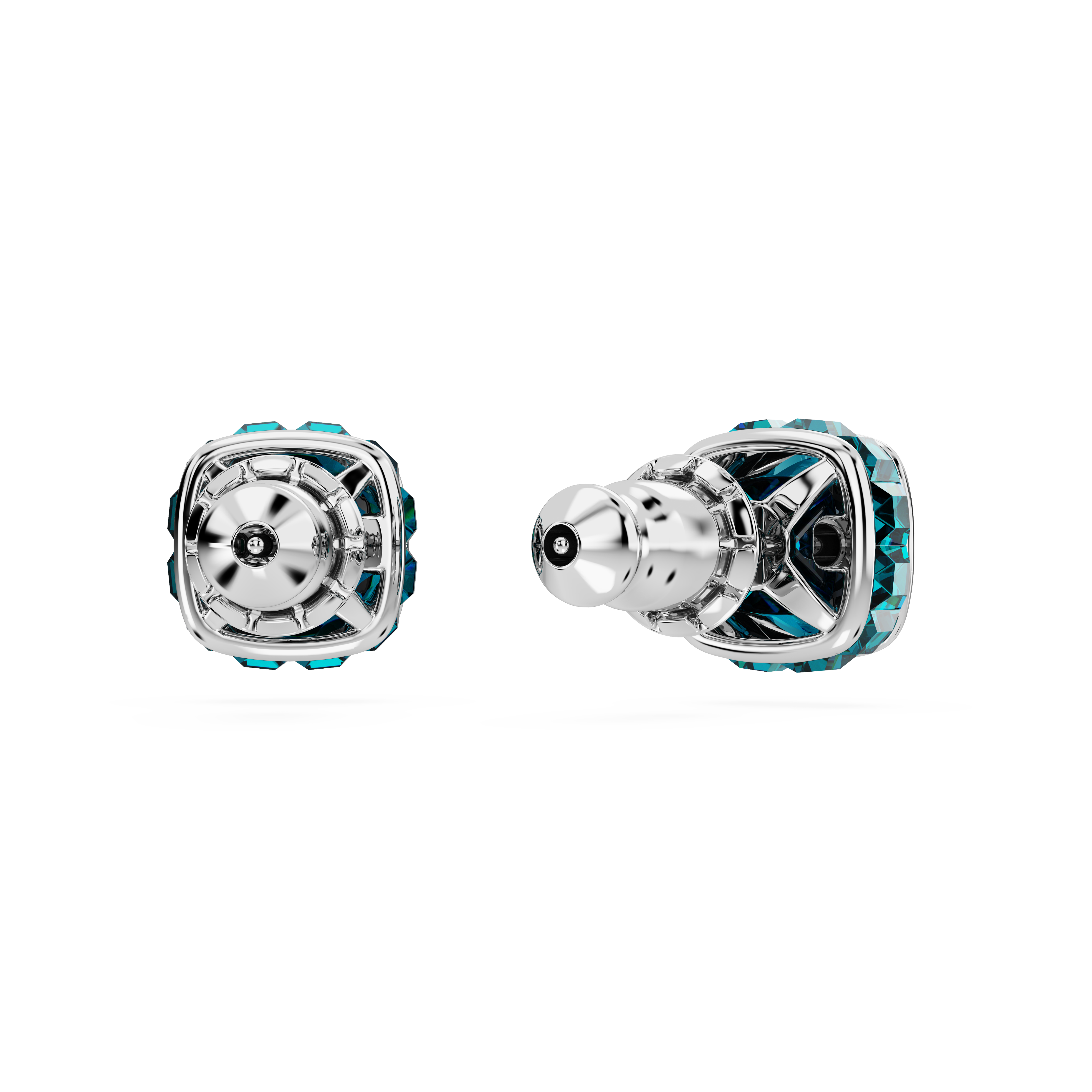 Swarovski Birthstone stud earrings, Square cut, December, Blue, Rhodium plated 5660796