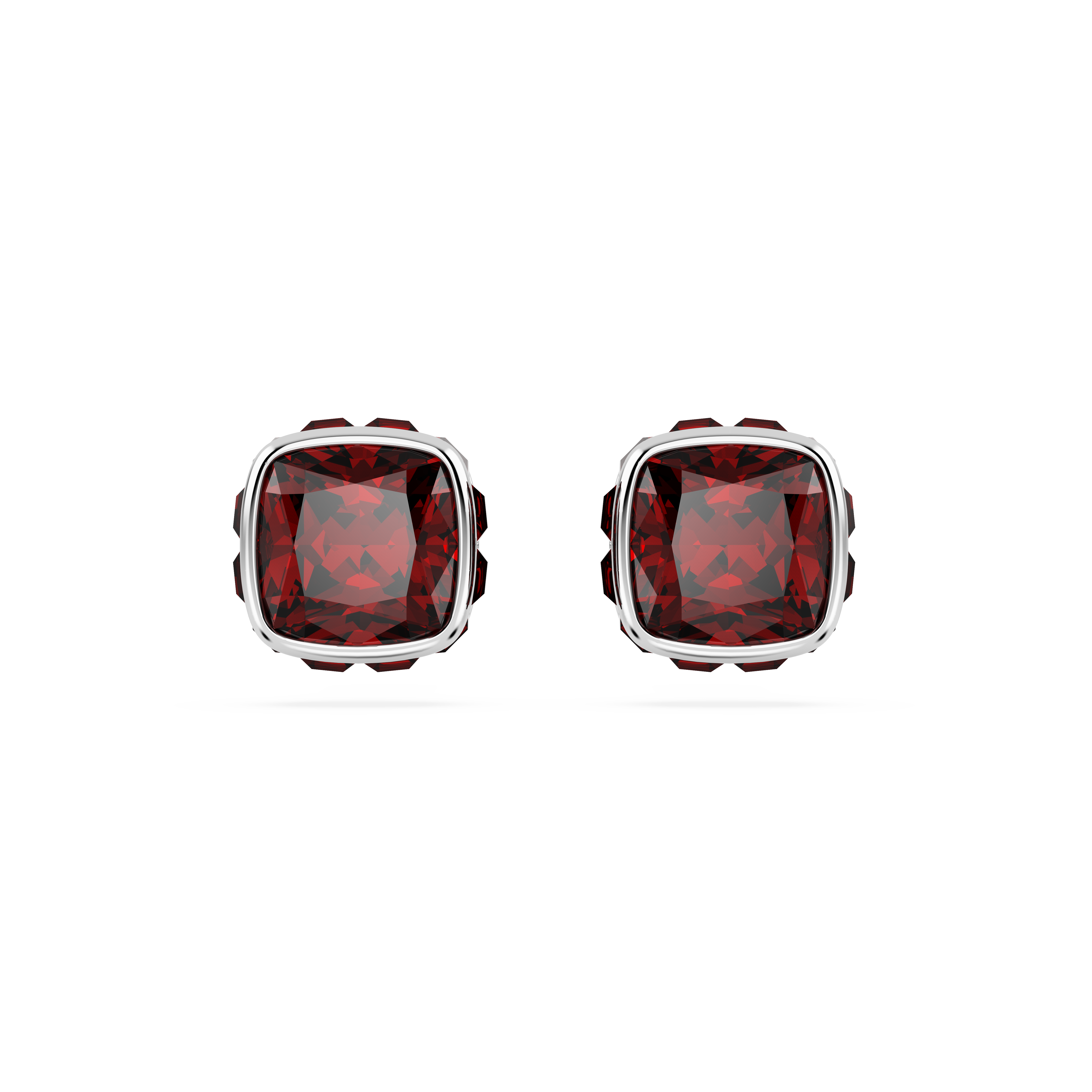Swarovski Birthstone stud earrings, Square cut, January, Red, Rhodium plated 5660798