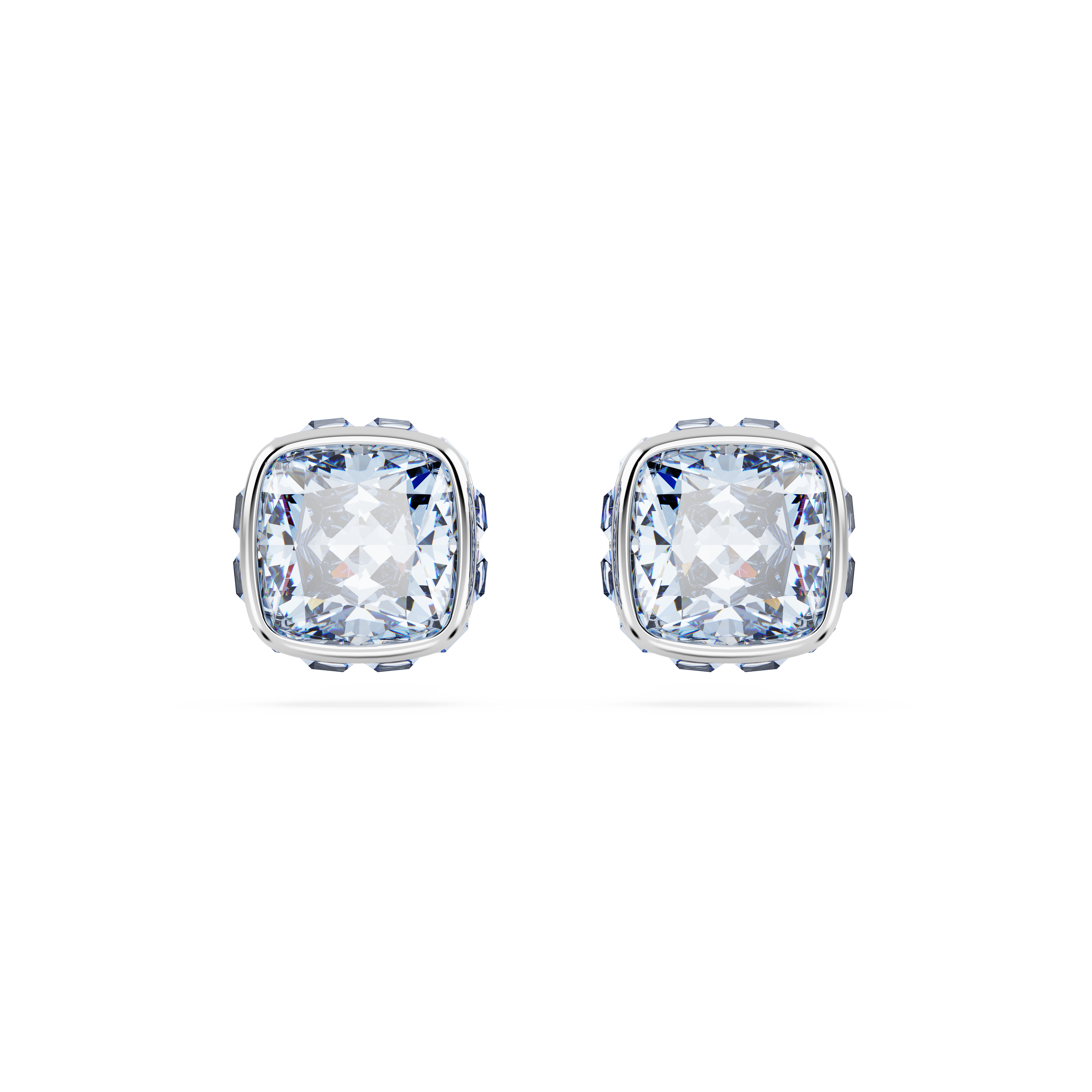 Swarovski Birthstone stud earrings, Square cut, March, Blue, Rhodium plated 5660800