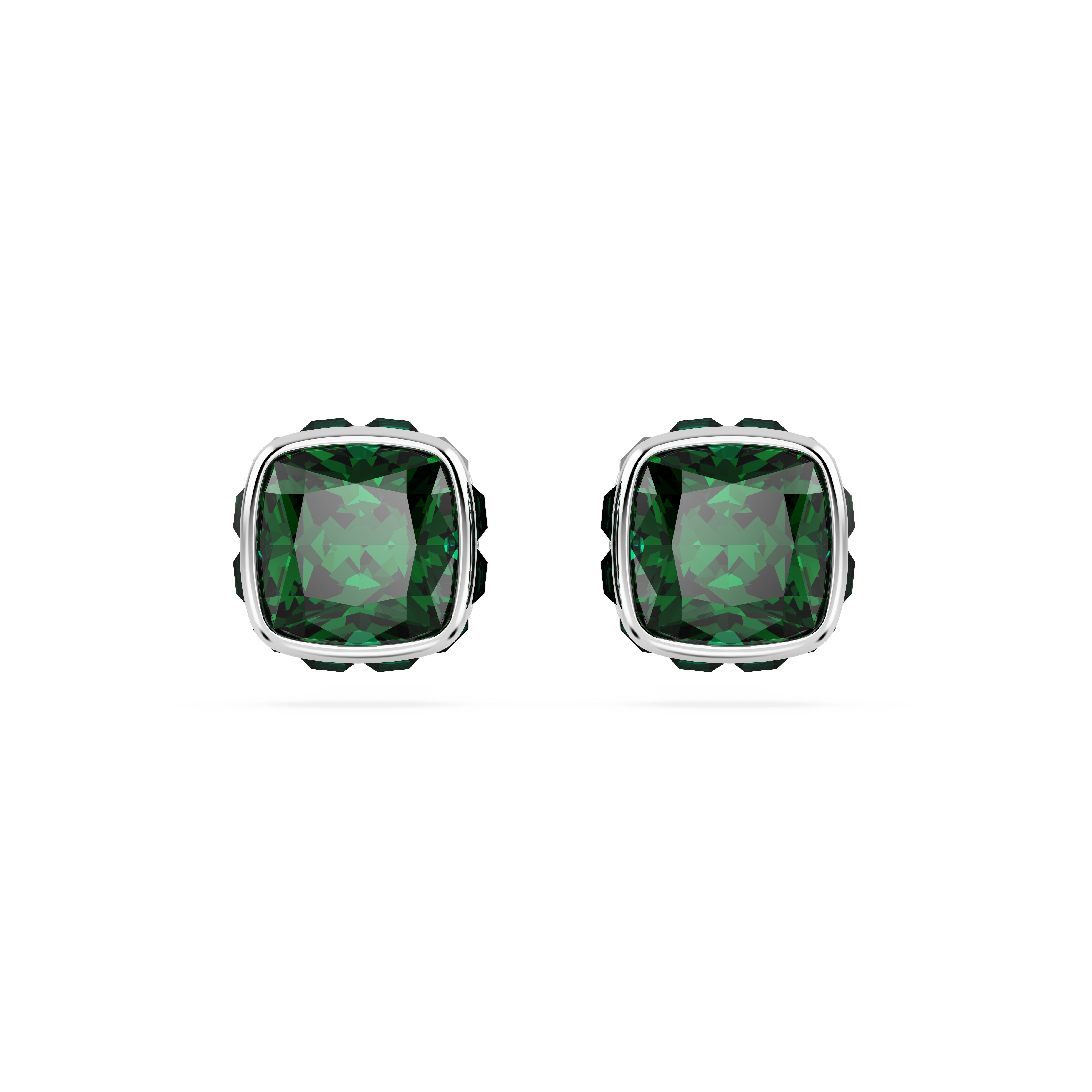 Swarovski Birthstone stud earrings, Square cut, May, Green, Rhodium plated 5660801