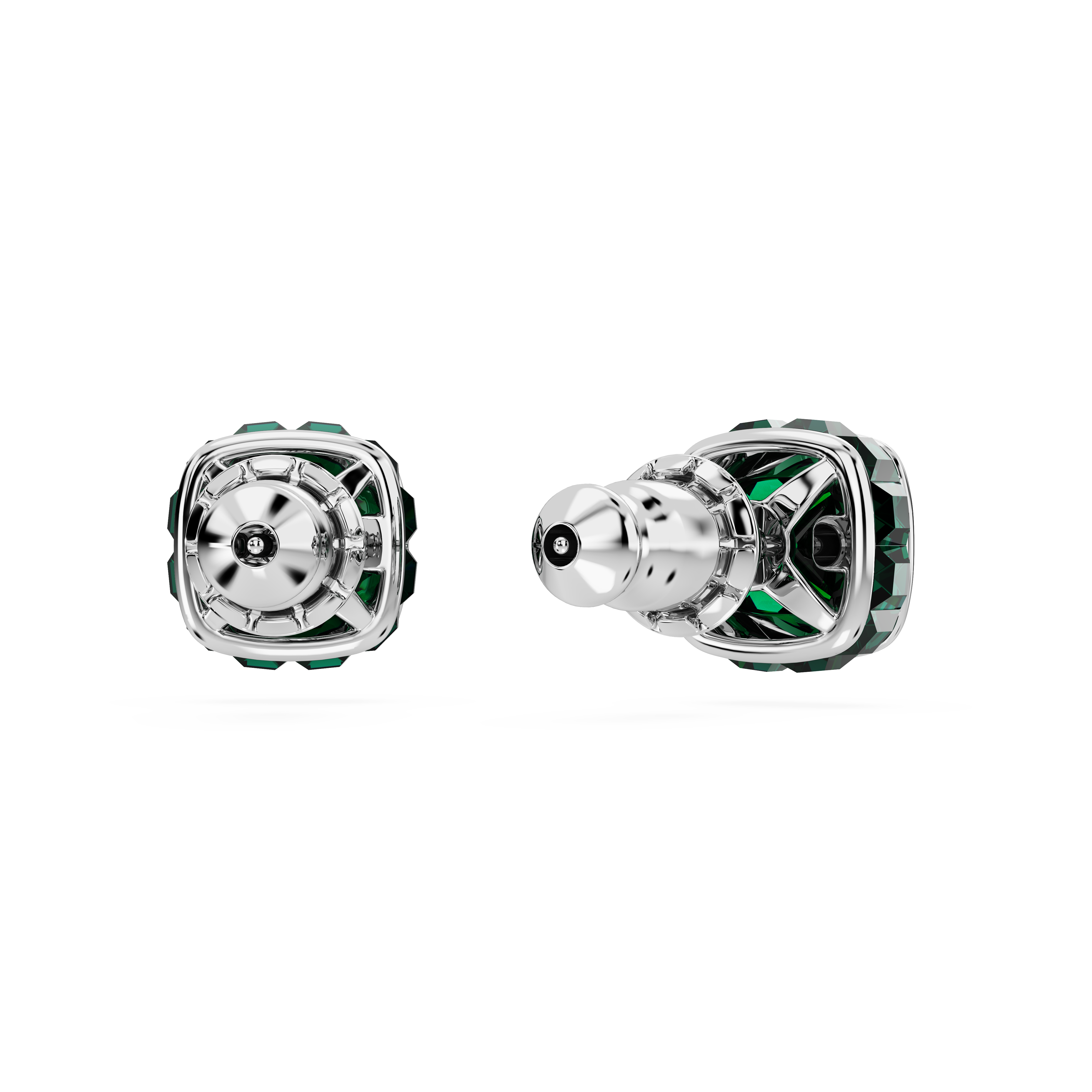 Swarovski Birthstone stud earrings, Square cut, May, Green, Rhodium plated 5660801