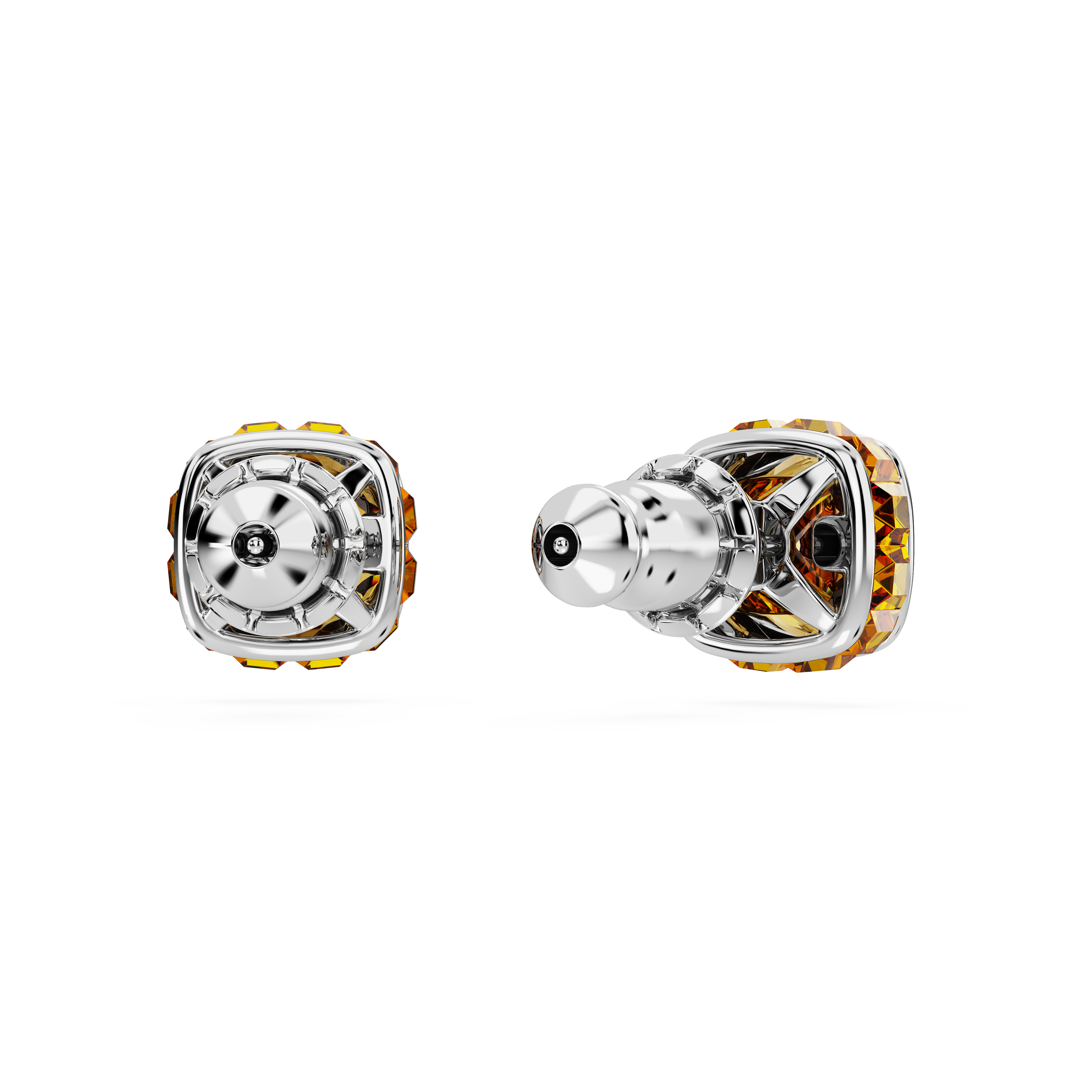 Swarovski Birthstone stud earrings, Square cut, November, Yellow, Rhodium plated 5660802