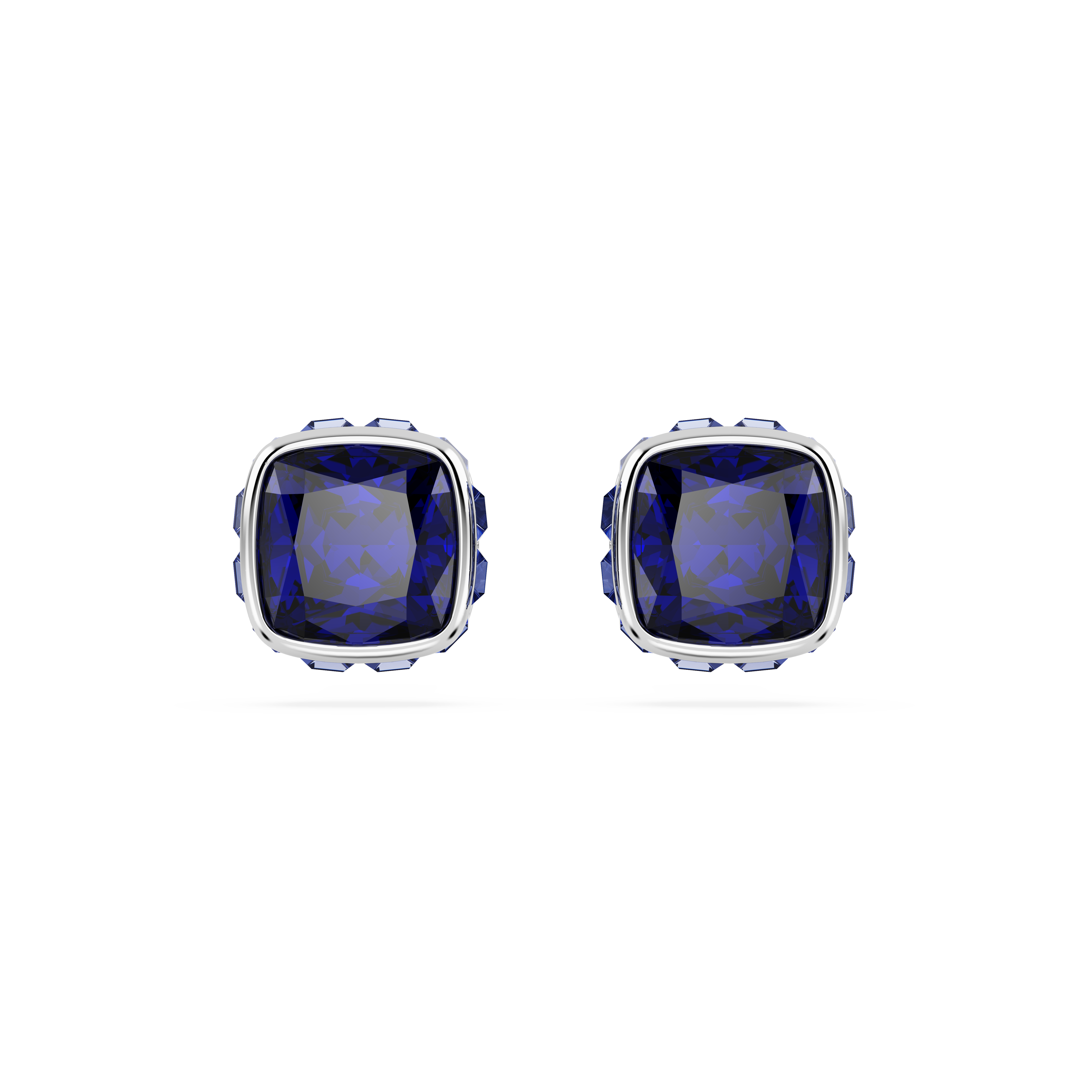 Swarovski Birthstone stud earrings, Square cut, September, Blue, Rhodium plated 5660803
