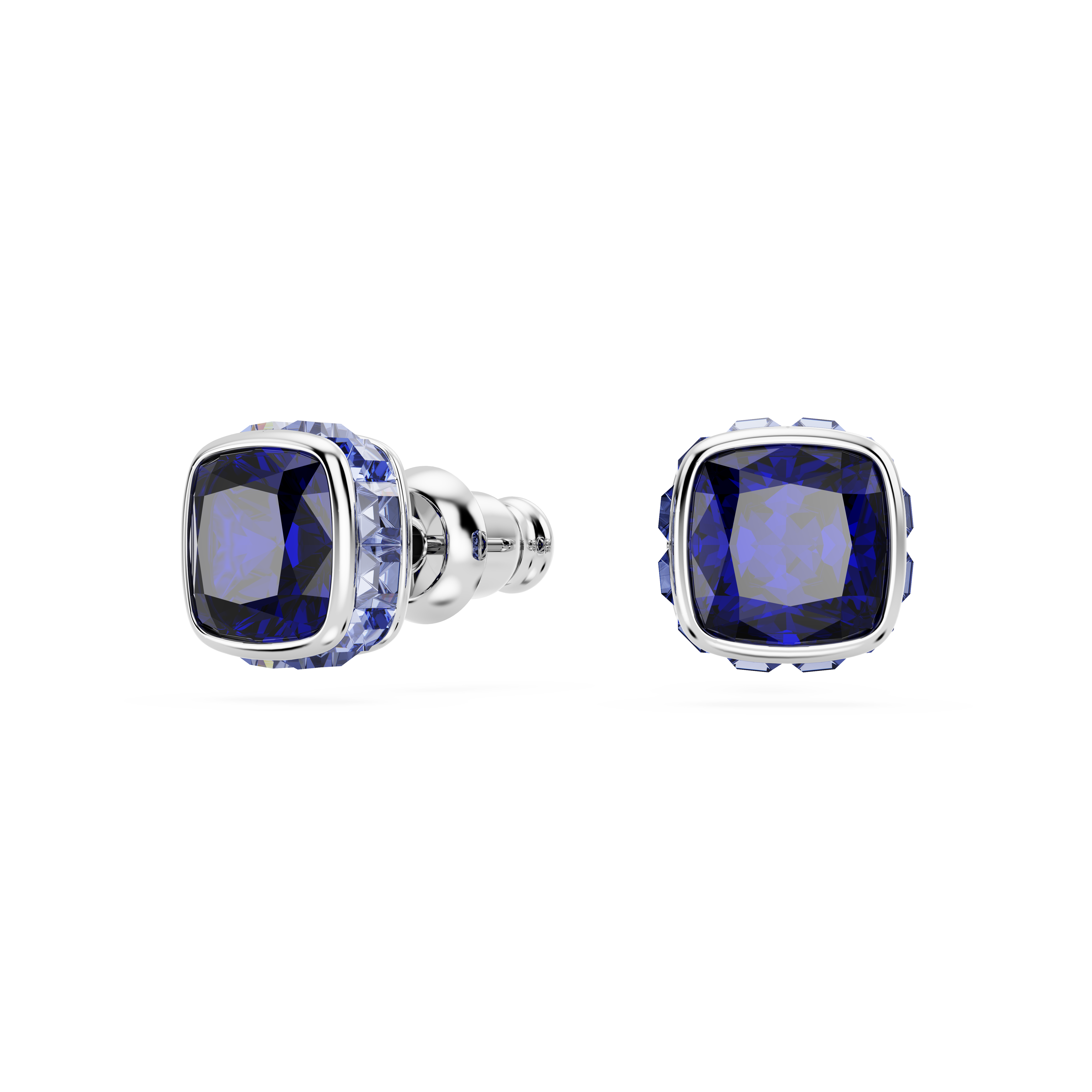 Swarovski Birthstone stud earrings, Square cut, September, Blue, Rhodium plated 5660803