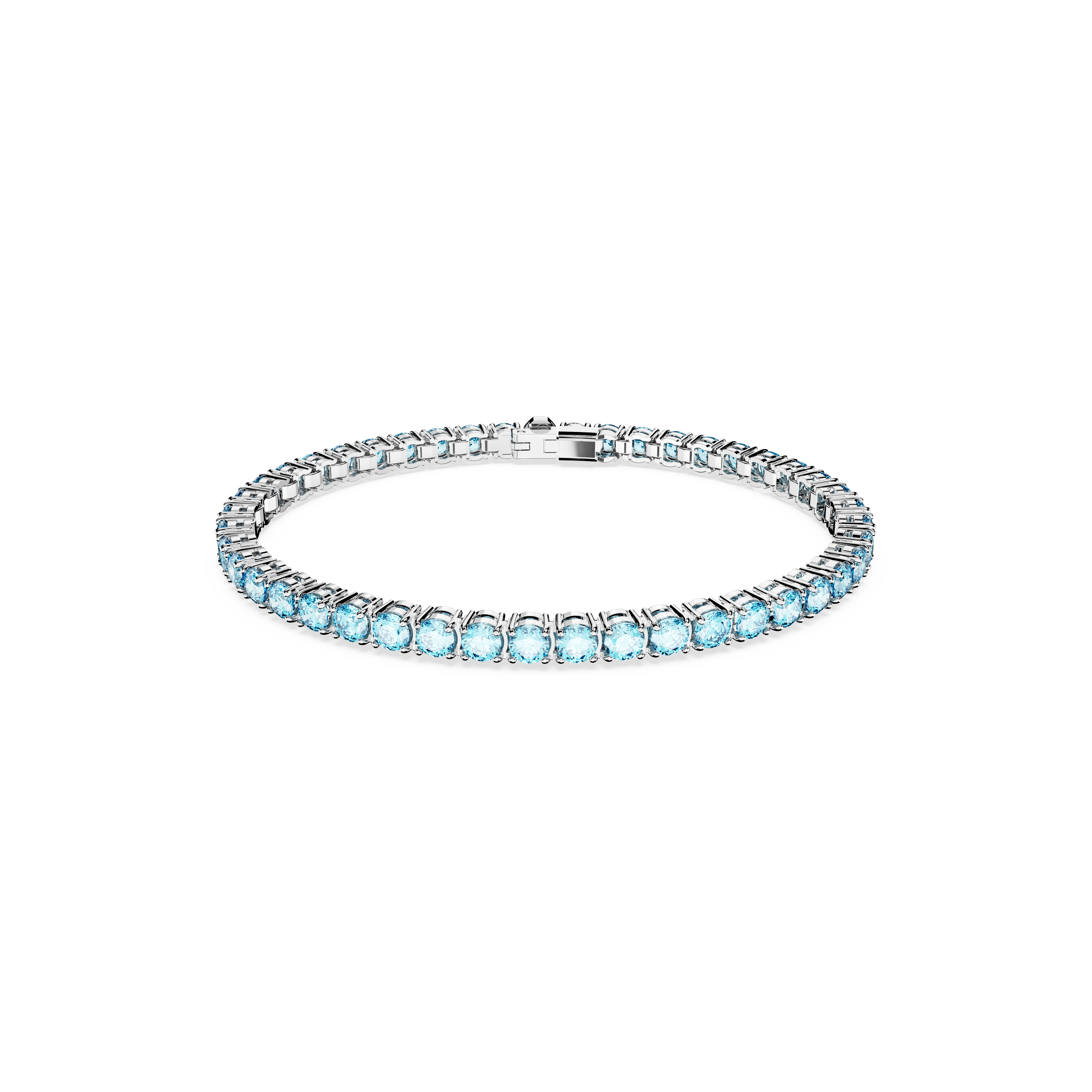 Swarovski Matrix Tennis bracelet, Round cut, Blue, Rhodium plated 5660914