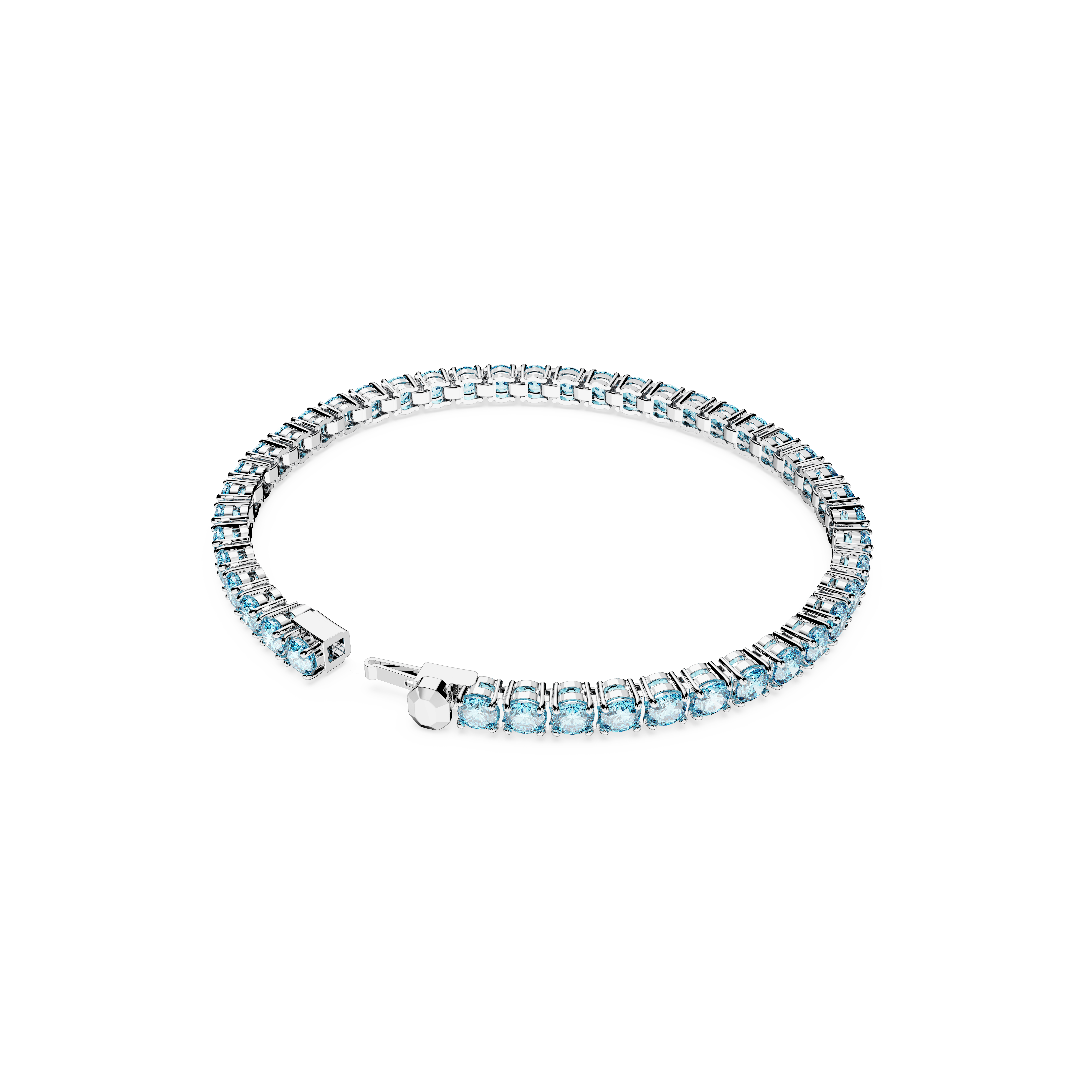 Swarovski Matrix Tennis bracelet, Round cut, Blue, Rhodium plated 5660914