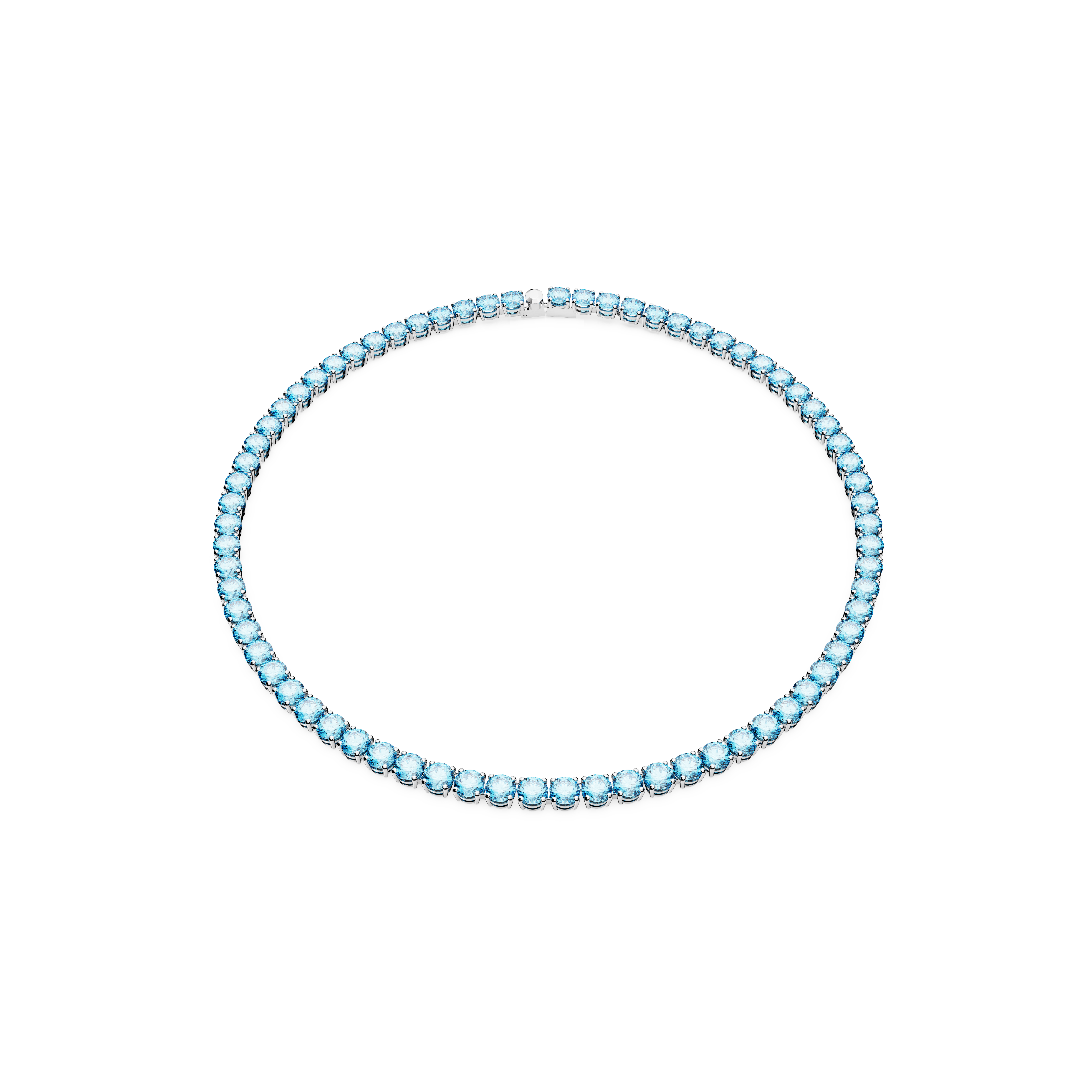 SWAROVSKI MATRIX TENNIS NECKLACE, ROUND CUT, MEDIUM, BLUE, RHODIUM PLATED 5661187