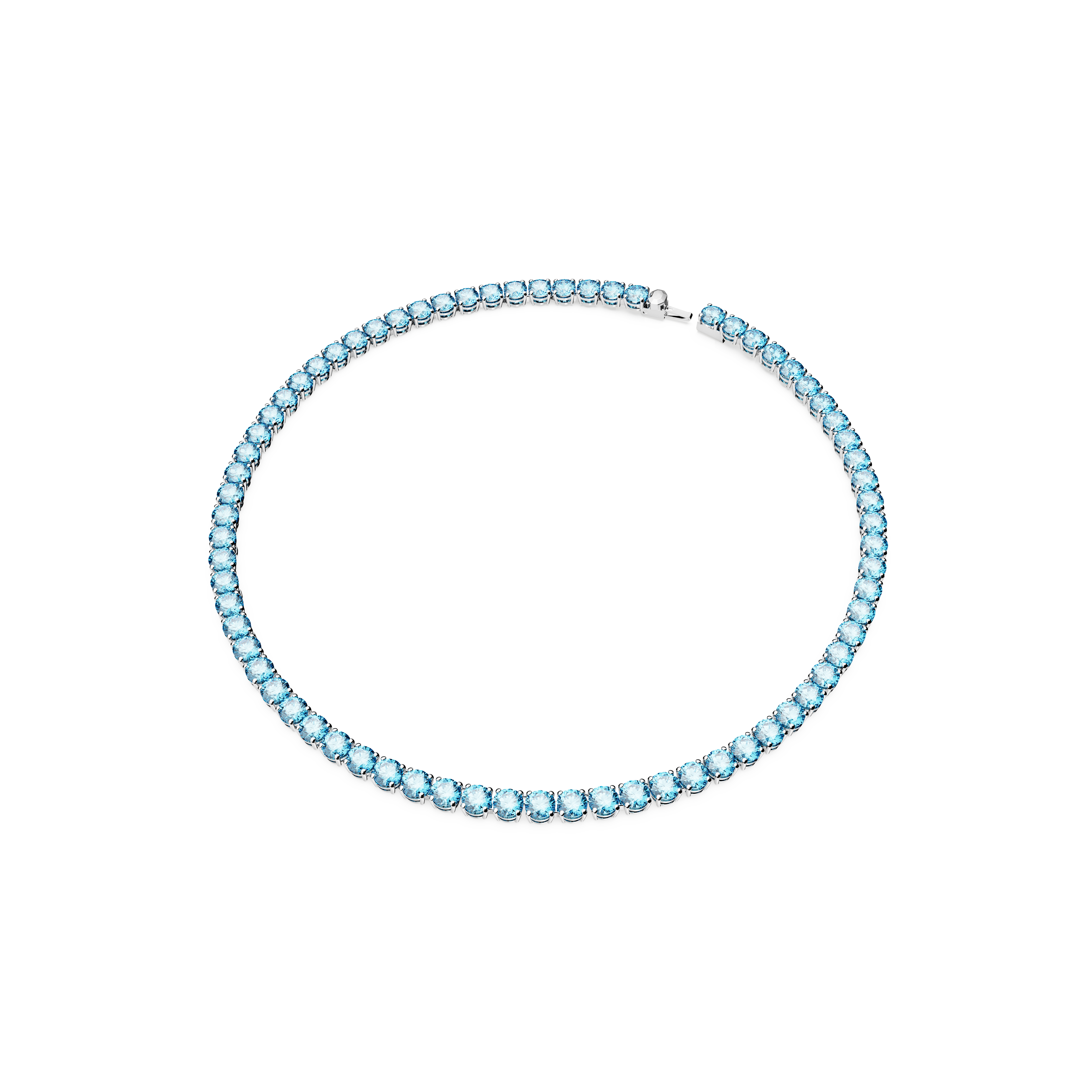 SWAROVSKI MATRIX TENNIS NECKLACE, ROUND CUT, MEDIUM, BLUE, RHODIUM PLATED 5661187