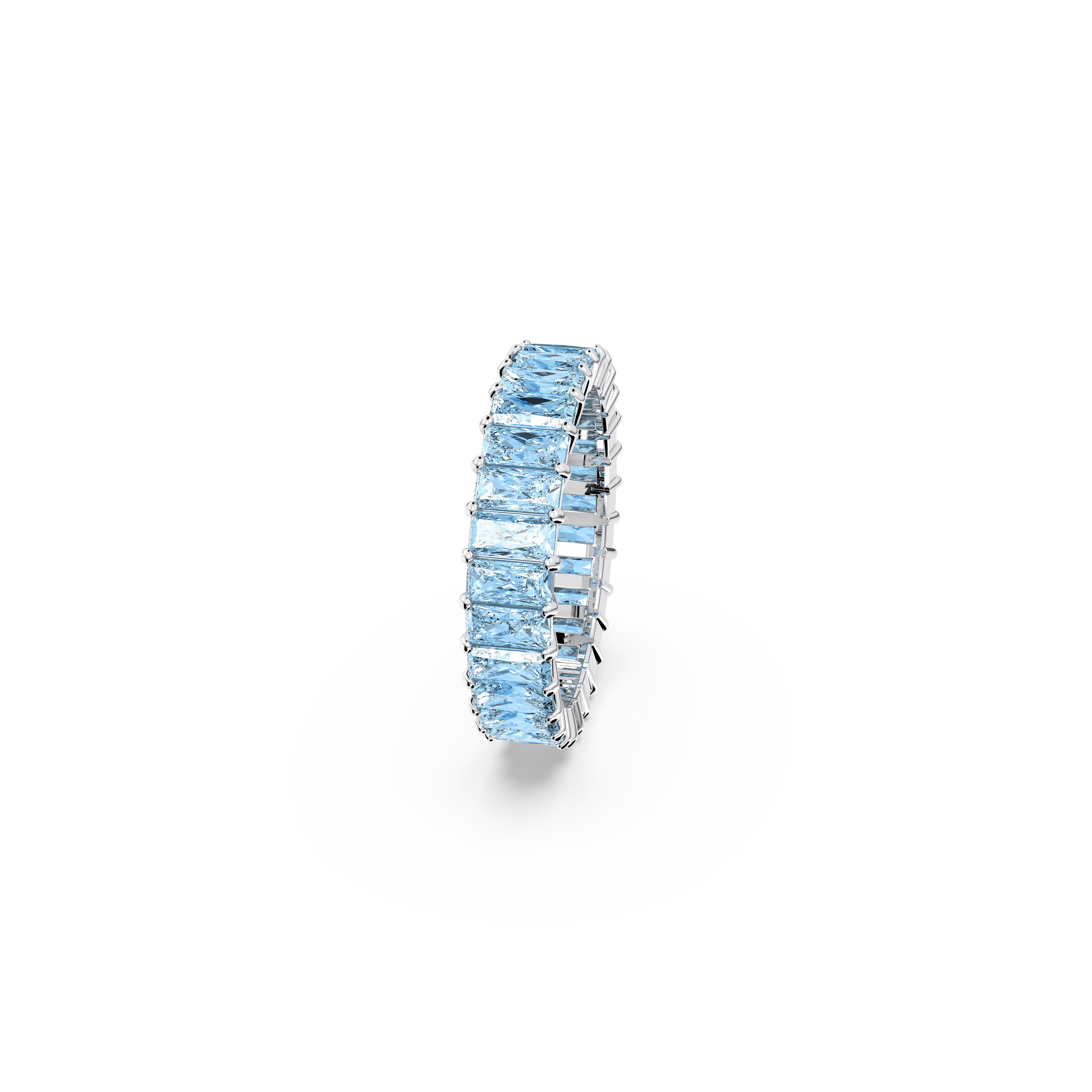 SWAROVSKI MATRIX RING, BAGUETTE CUT, BLUE, RHODIUM PLATED