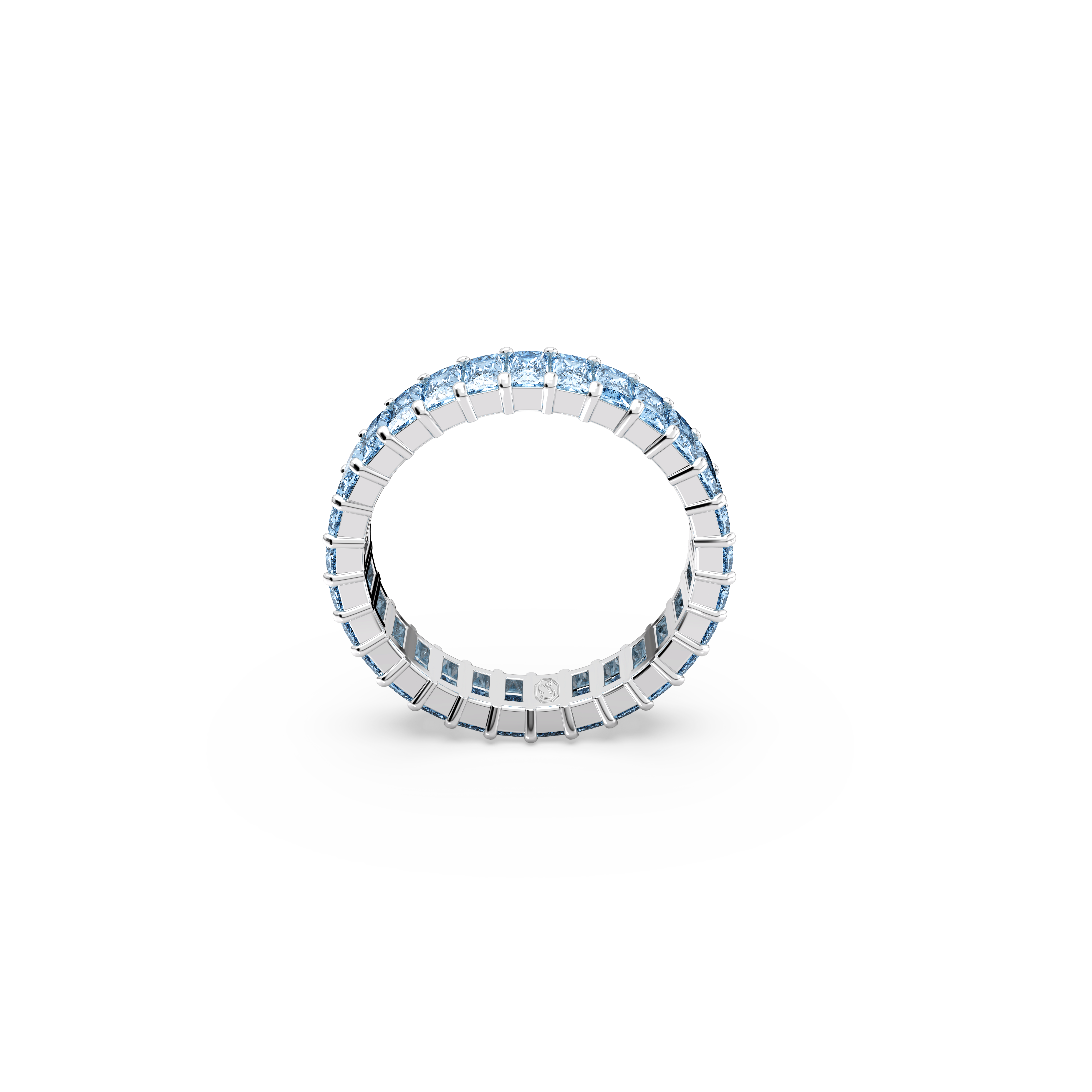 SWAROVSKI MATRIX RING, BAGUETTE CUT, BLUE, RHODIUM PLATED