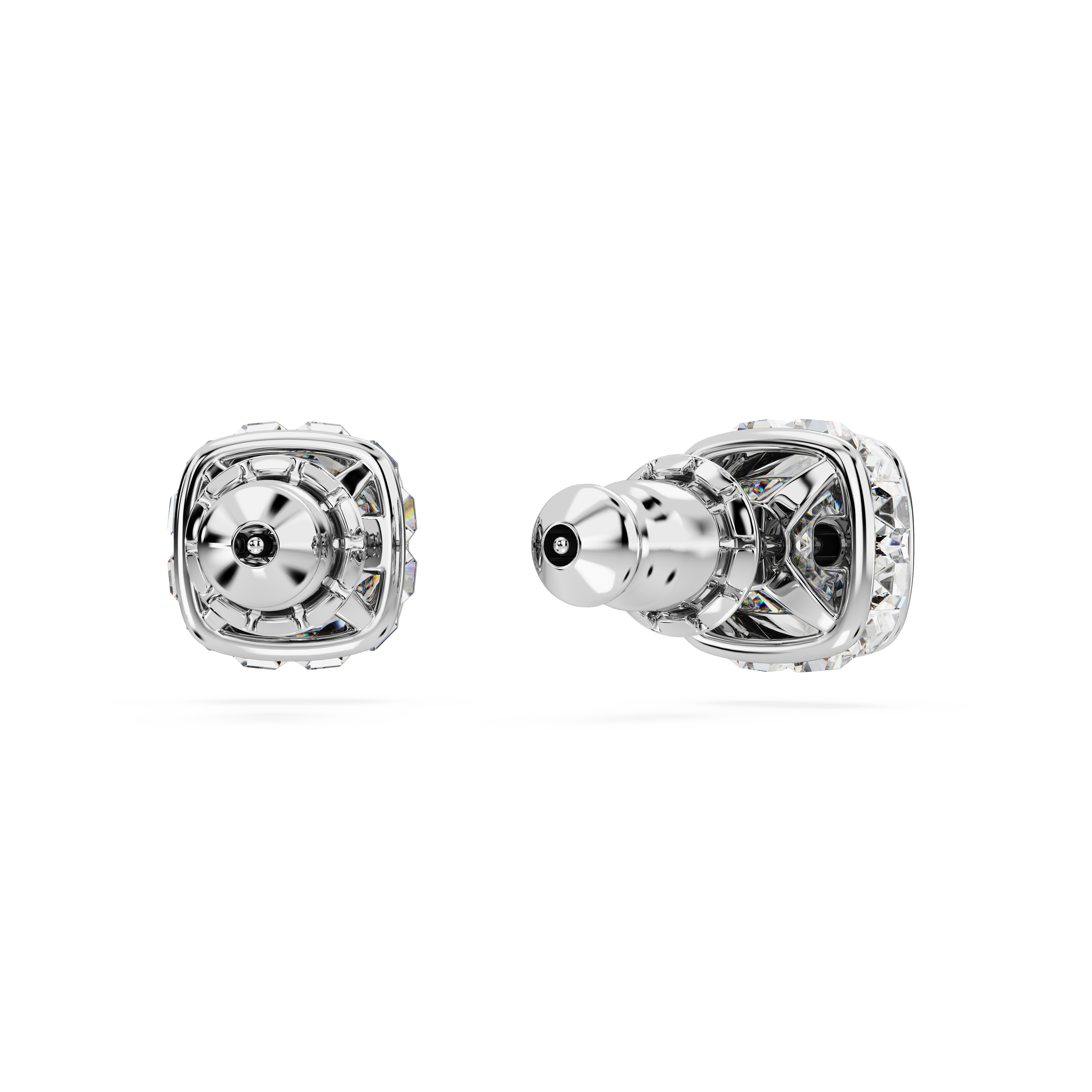 Swarovski Birthstone stud earrings, Square cut, April, White, Rhodium plated 5661957