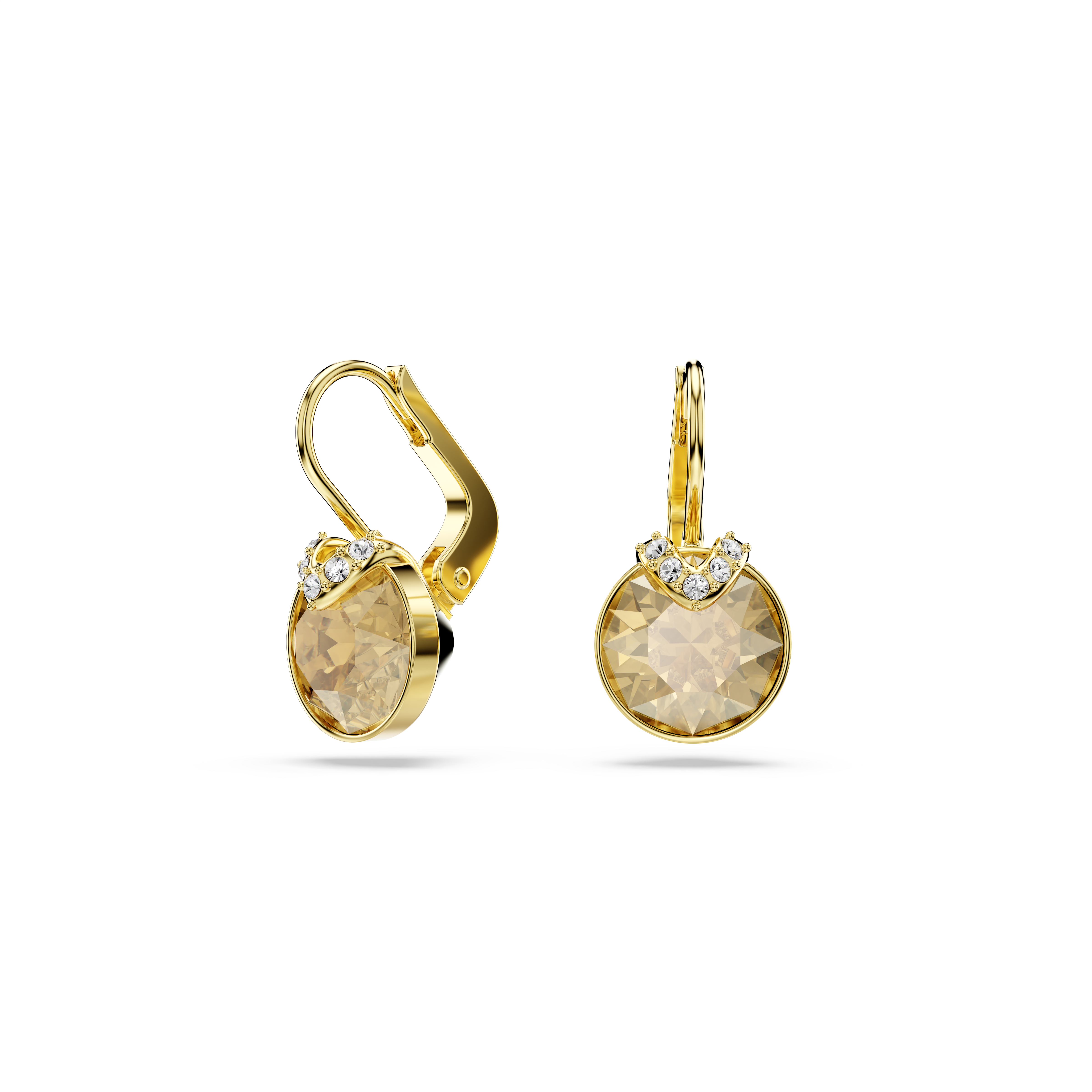 Swarovski Bella V drop earrings, Round cut, Gold tone, Gold-tone plated 5662093