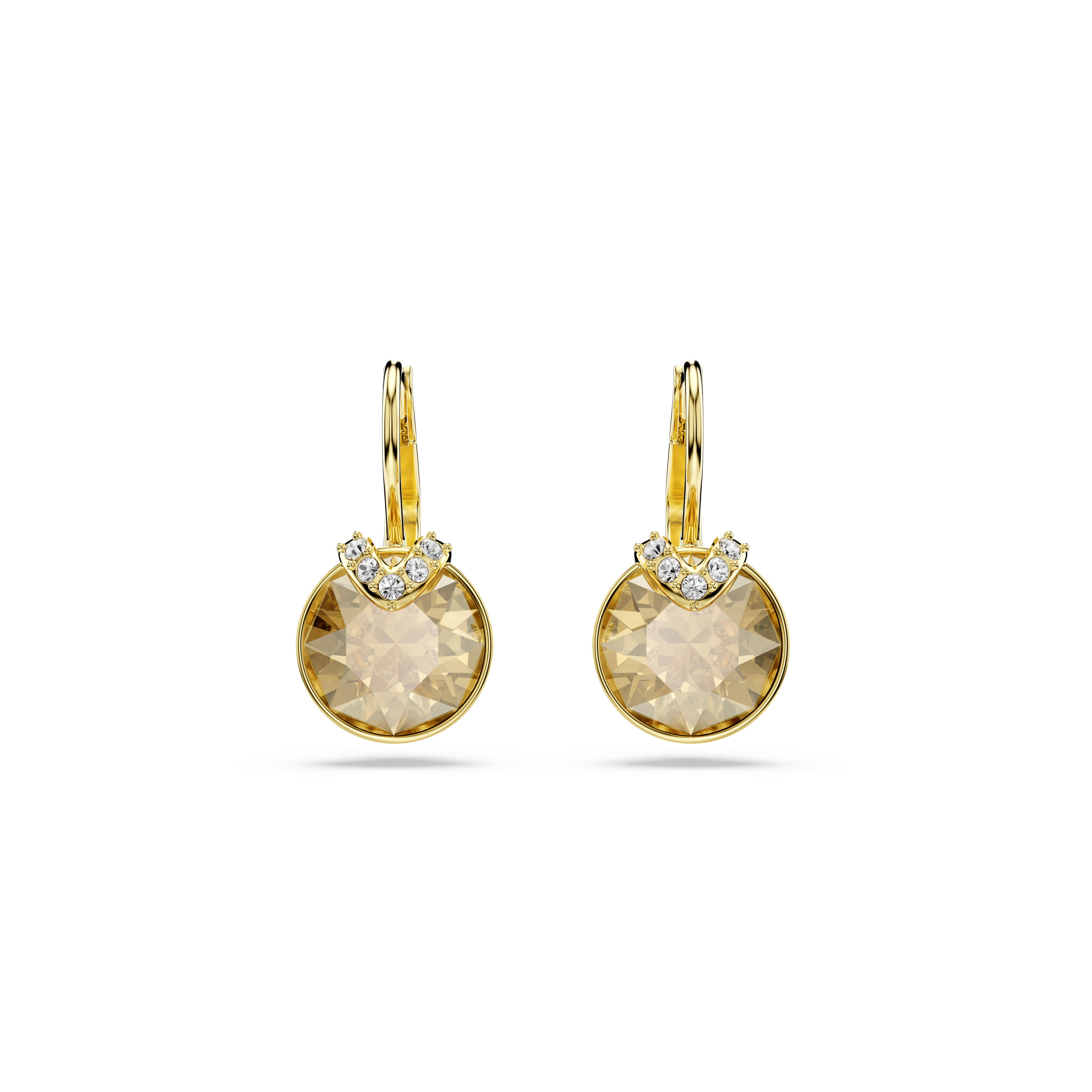 Swarovski Bella V drop earrings, Round cut, Gold tone, Gold-tone plated 5662093