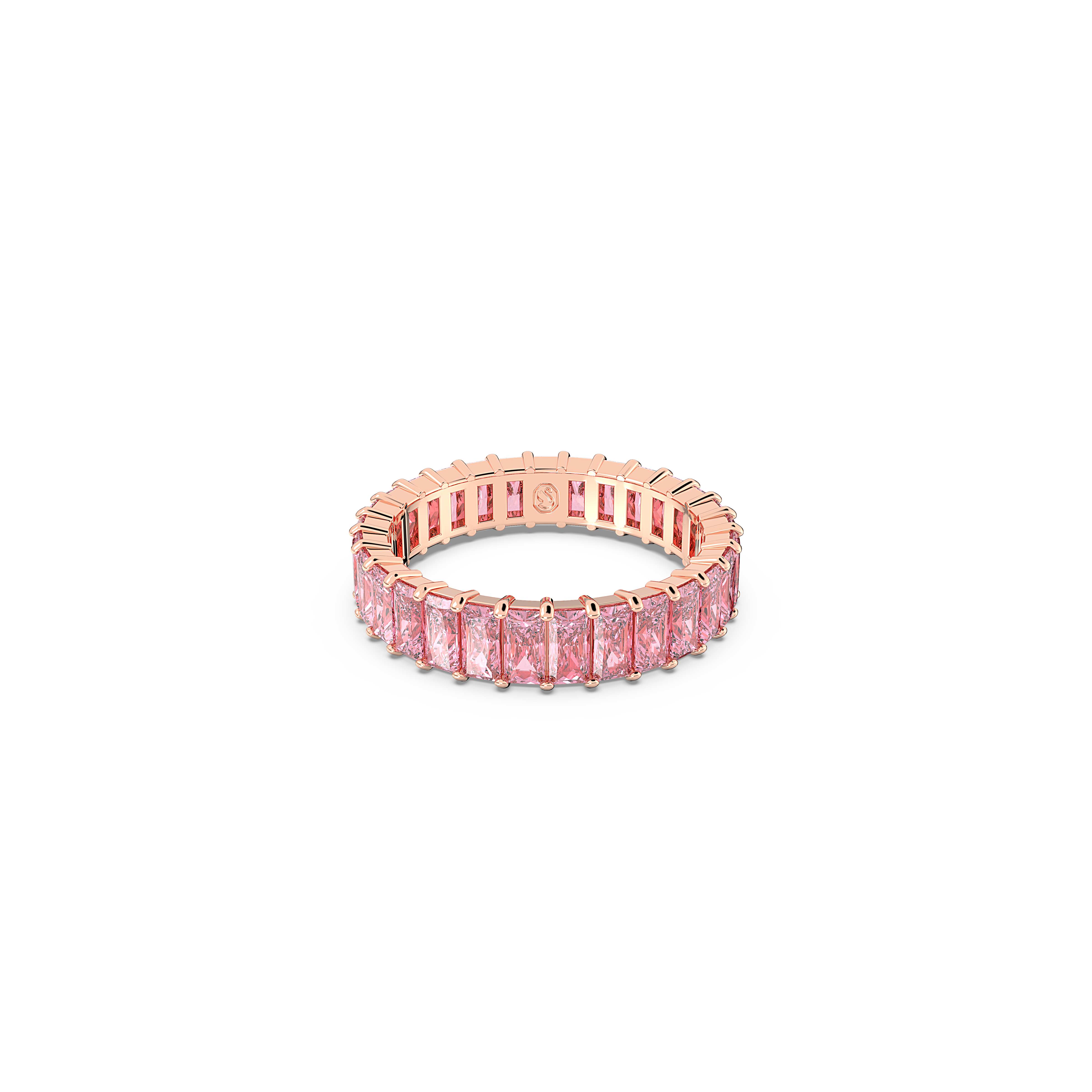 Swarovski Matrix ring, Baguette cut, Pink, Rose gold-tone plated 5662102