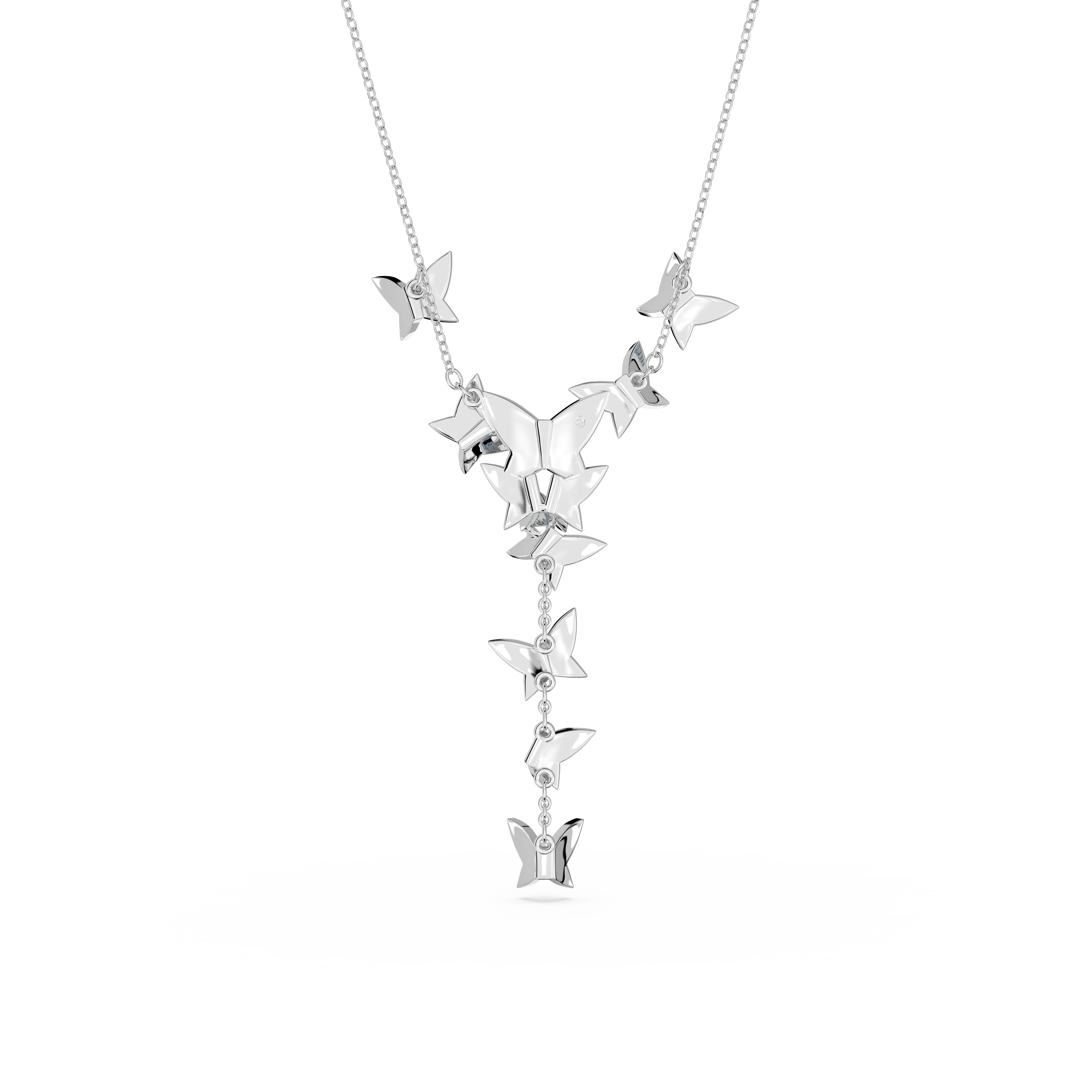 Swarovski Idyllia Lilia Y necklace, Butterfly, Blue, Rhodium plated 5662179