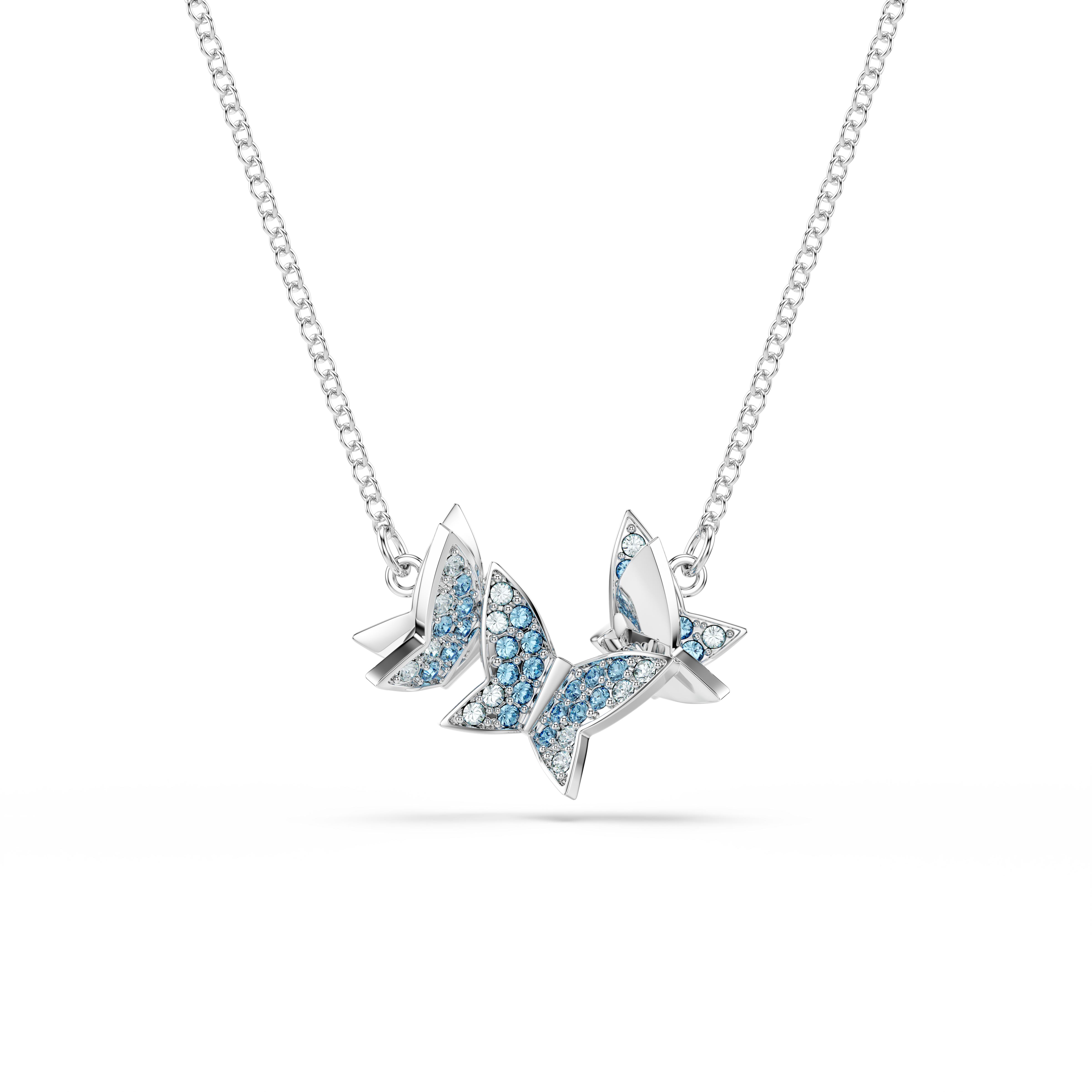 Swarovski Idyllia Lilia necklace, Butterfly, Blue, Rhodium plated 5662181