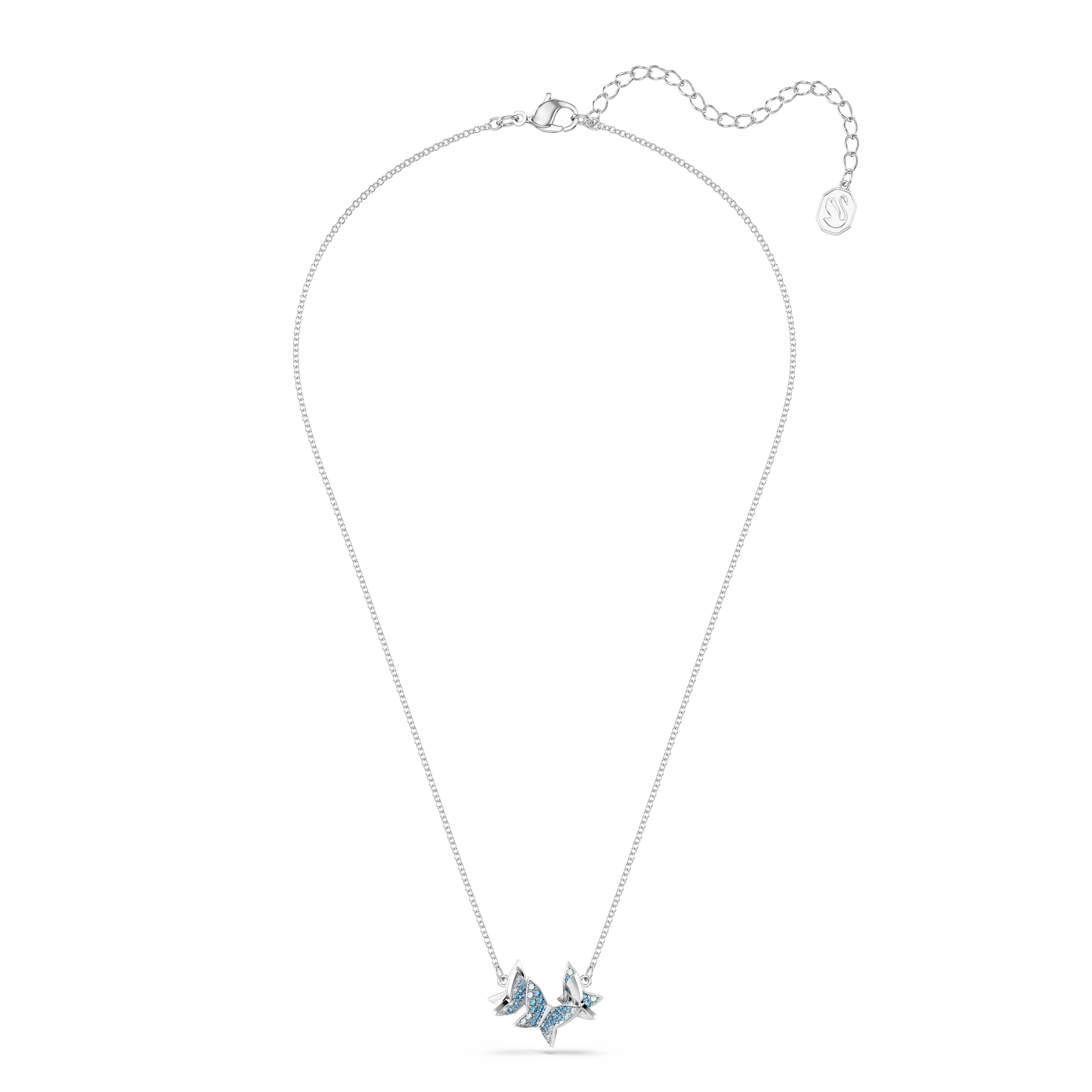Swarovski Idyllia Lilia necklace, Butterfly, Blue, Rhodium plated 5662181