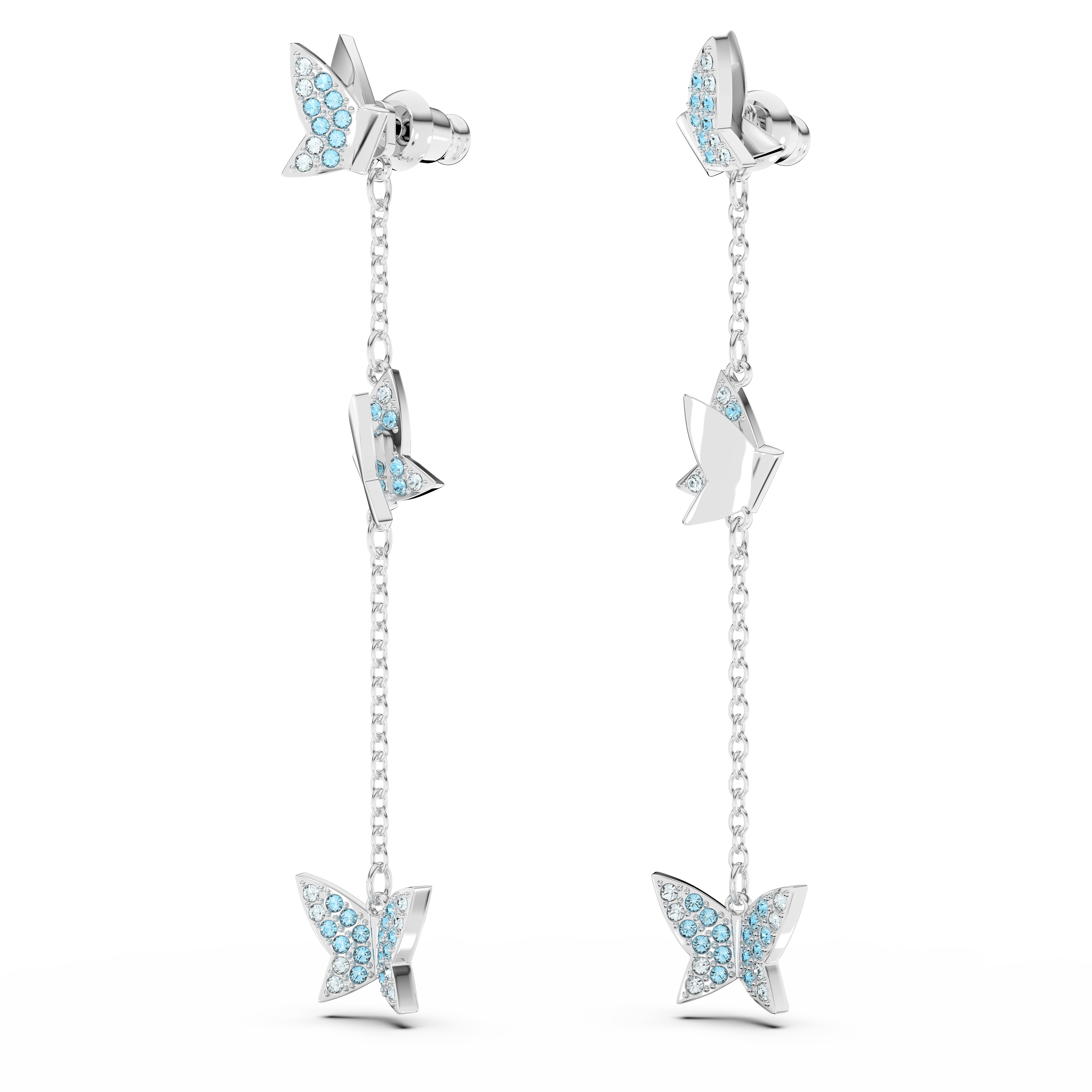 Swarovski Idyllia Lilia drop earrings, Butterfly, Blue, Rhodium plated 5662182