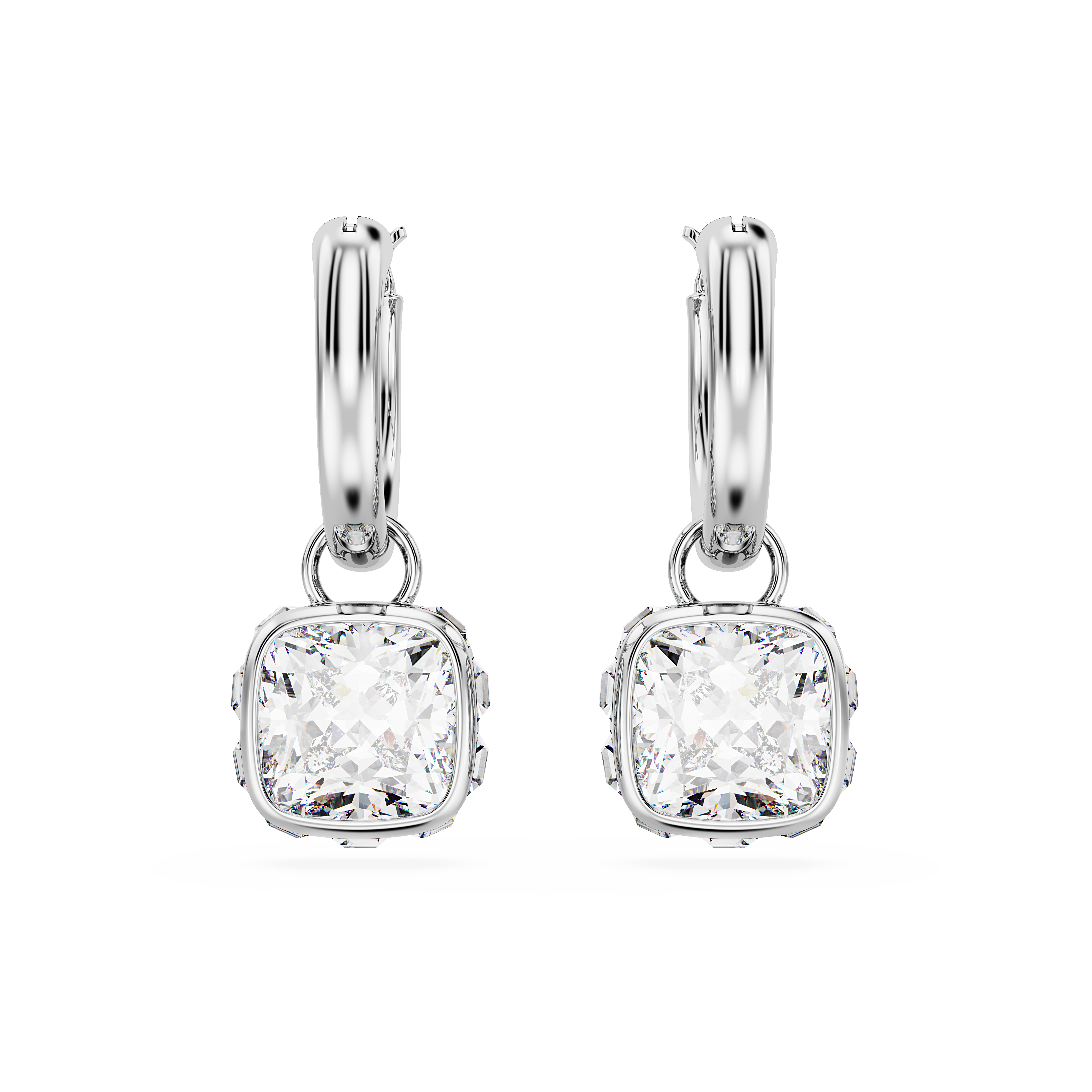 SWAROVSKI STILLA DROP EARRINGS, SQUARE CUT, WHITE, RHODIUM PLATED 5662919