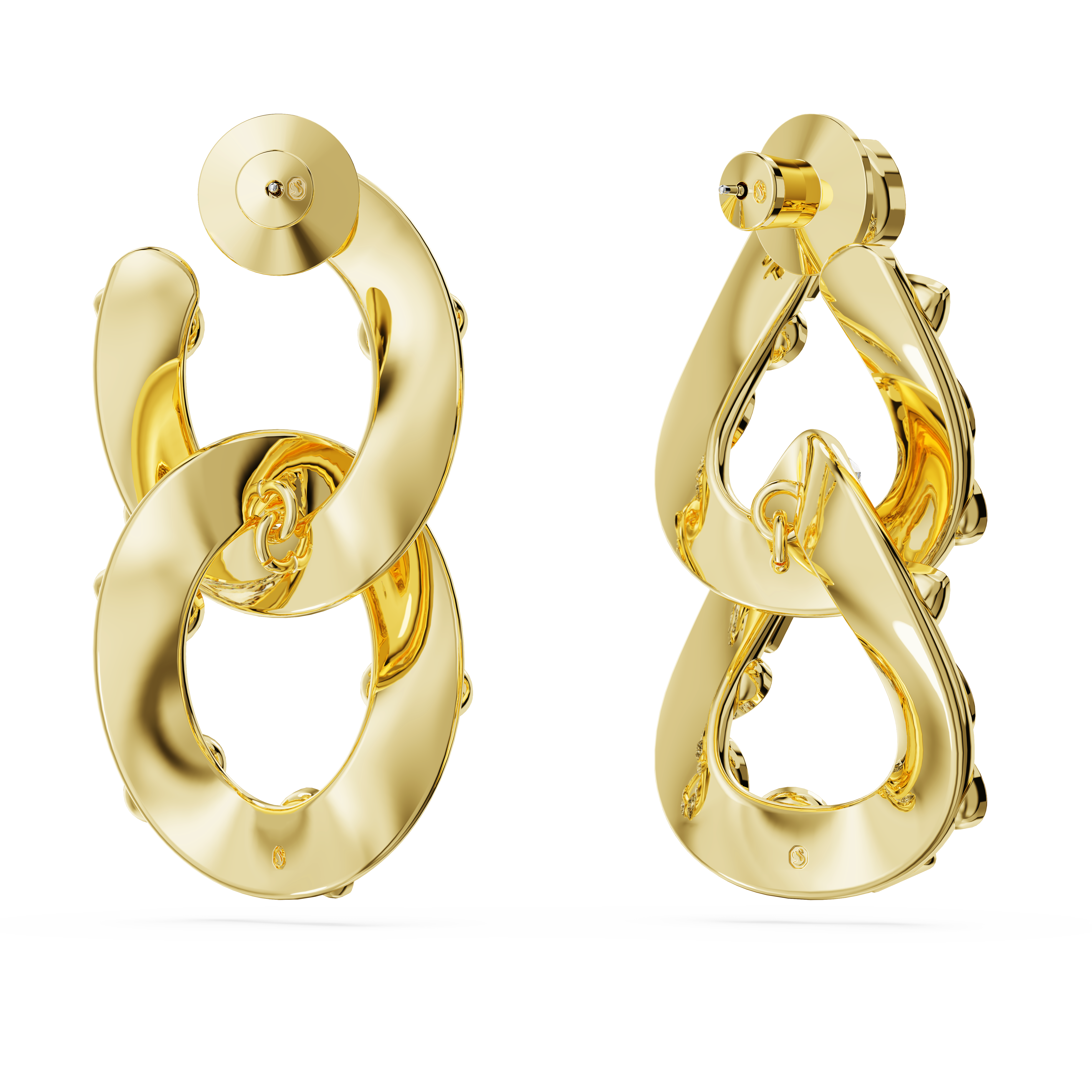 SWAROVSKI DEXTERA HOOP EARRINGS, MIXED CUTS, INTERLOCKING LOOP, WHITE, GOLD-TONE PLATED 5663263