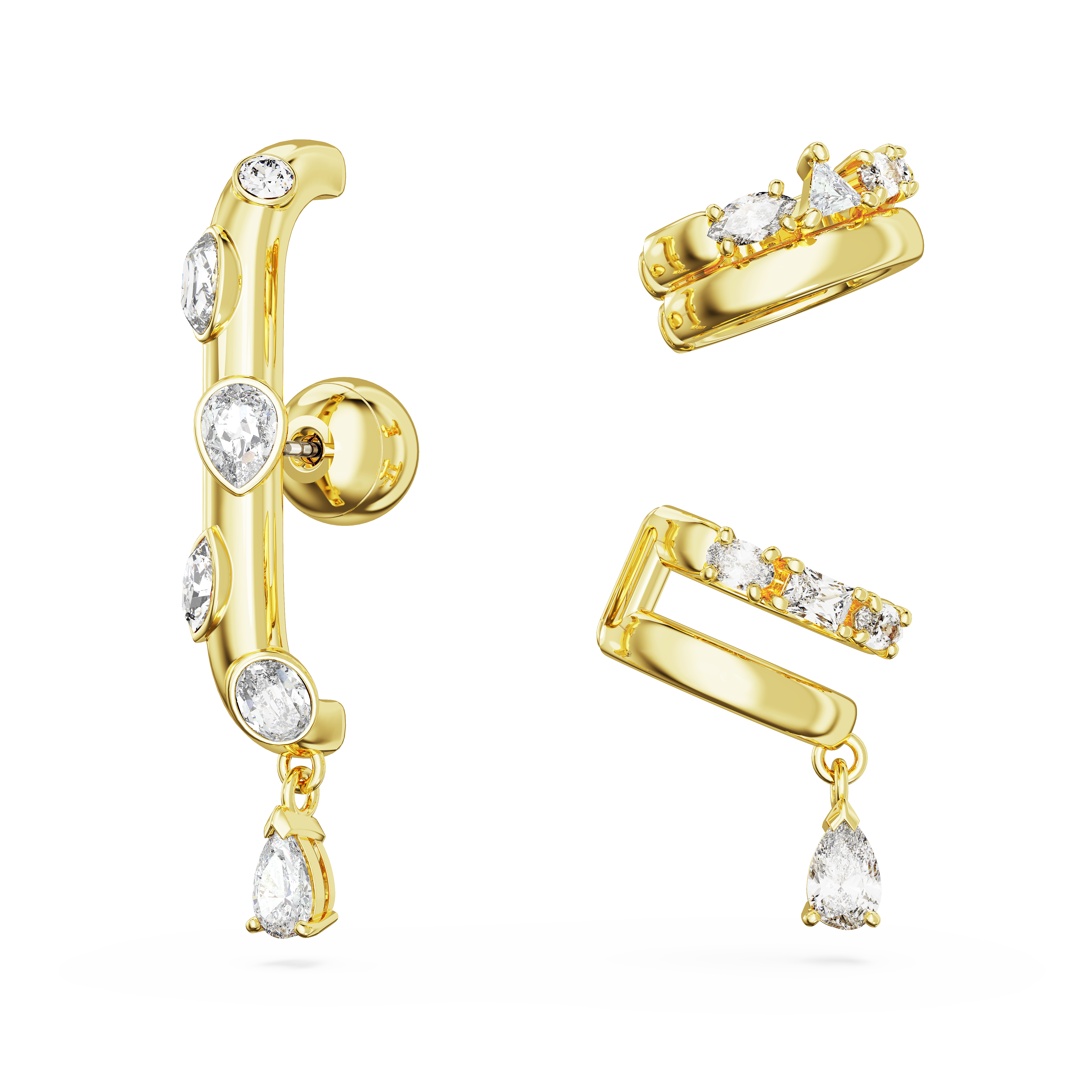 SWAROVSKI DEXTERA EAR CUFF, SET (3), MIXED CUTS, WHITE, GOLD-TONE PLATED 5663334