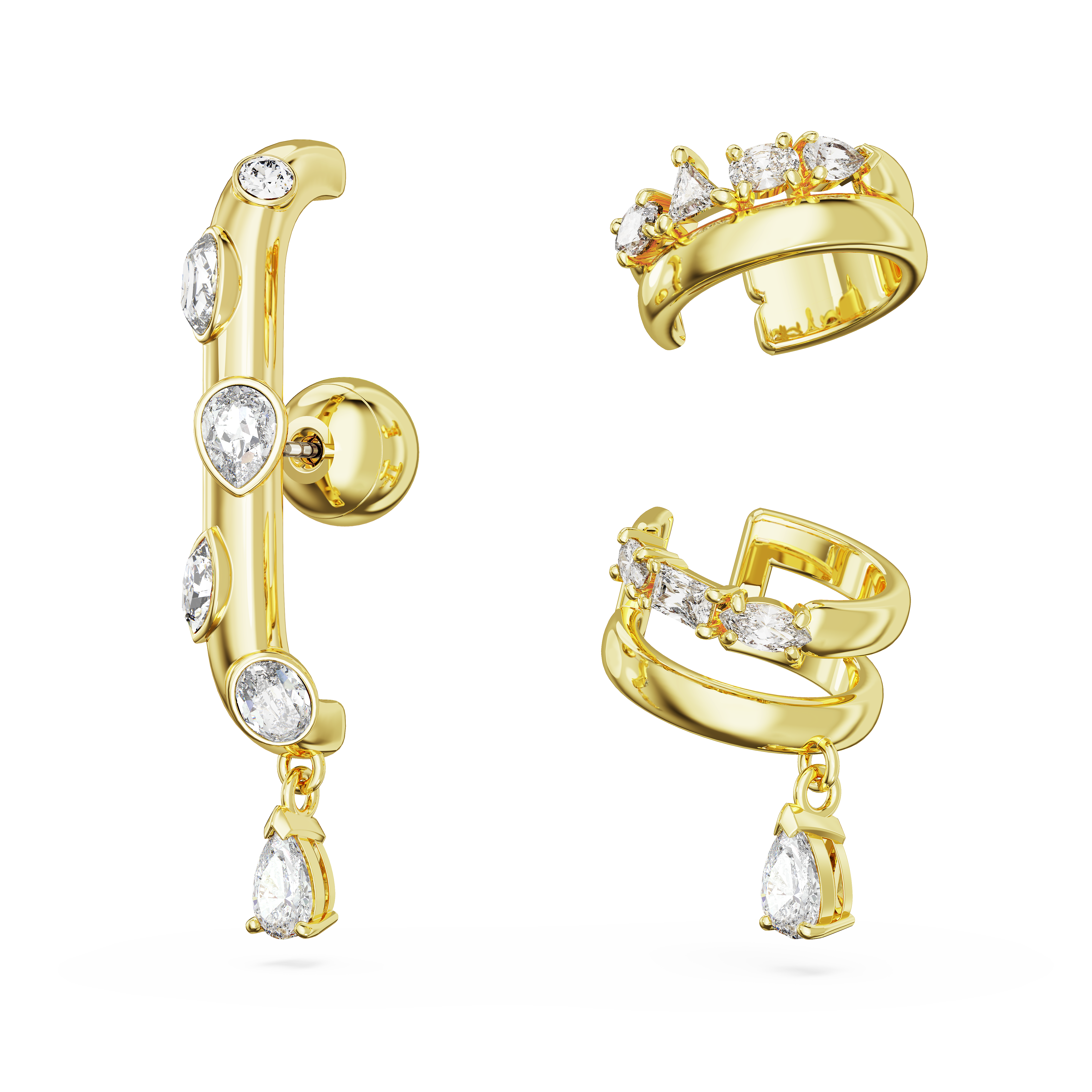 SWAROVSKI DEXTERA EAR CUFF, SET (3), MIXED CUTS, WHITE, GOLD-TONE PLATED 5663334