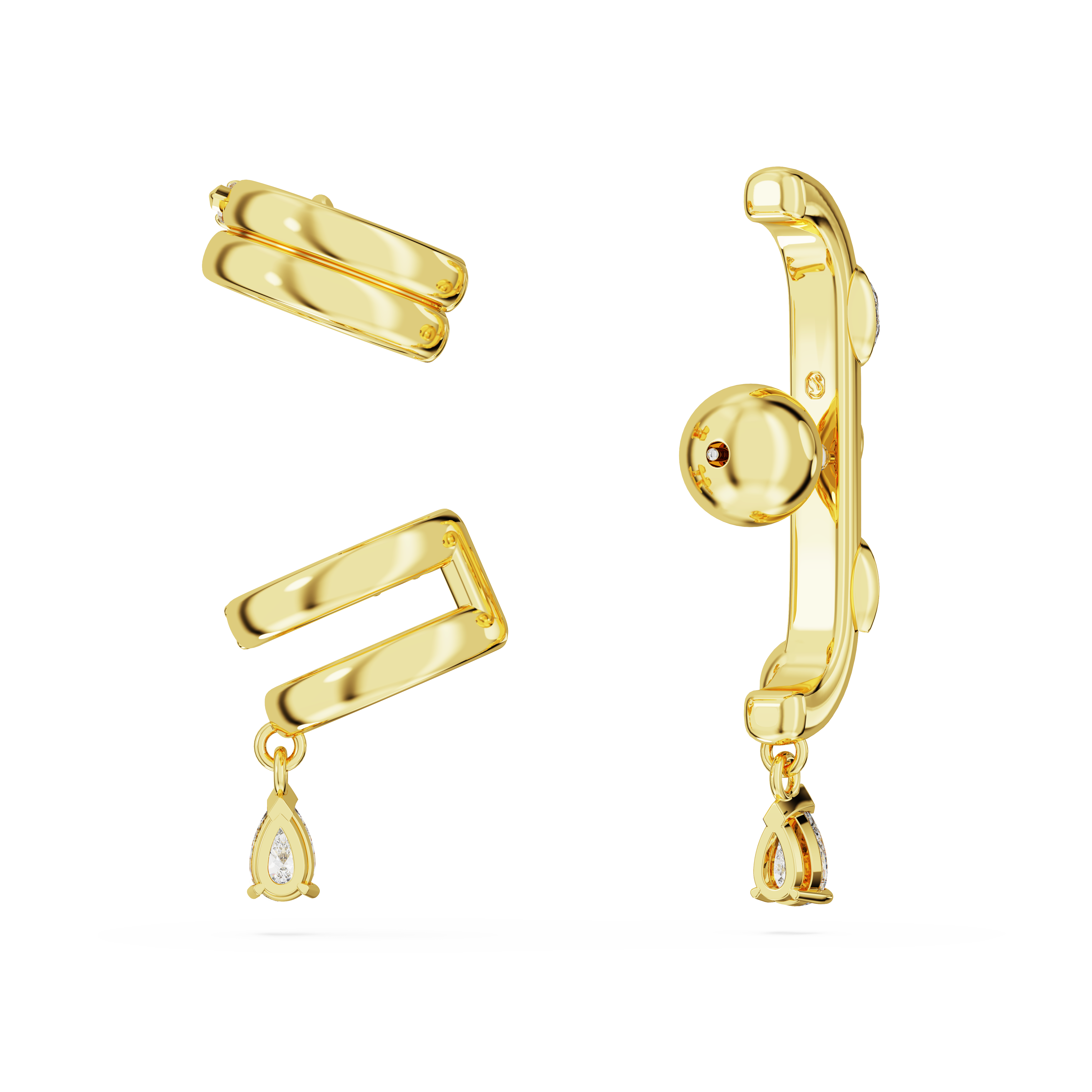 SWAROVSKI DEXTERA EAR CUFF, SET (3), MIXED CUTS, WHITE, GOLD-TONE PLATED 5663334