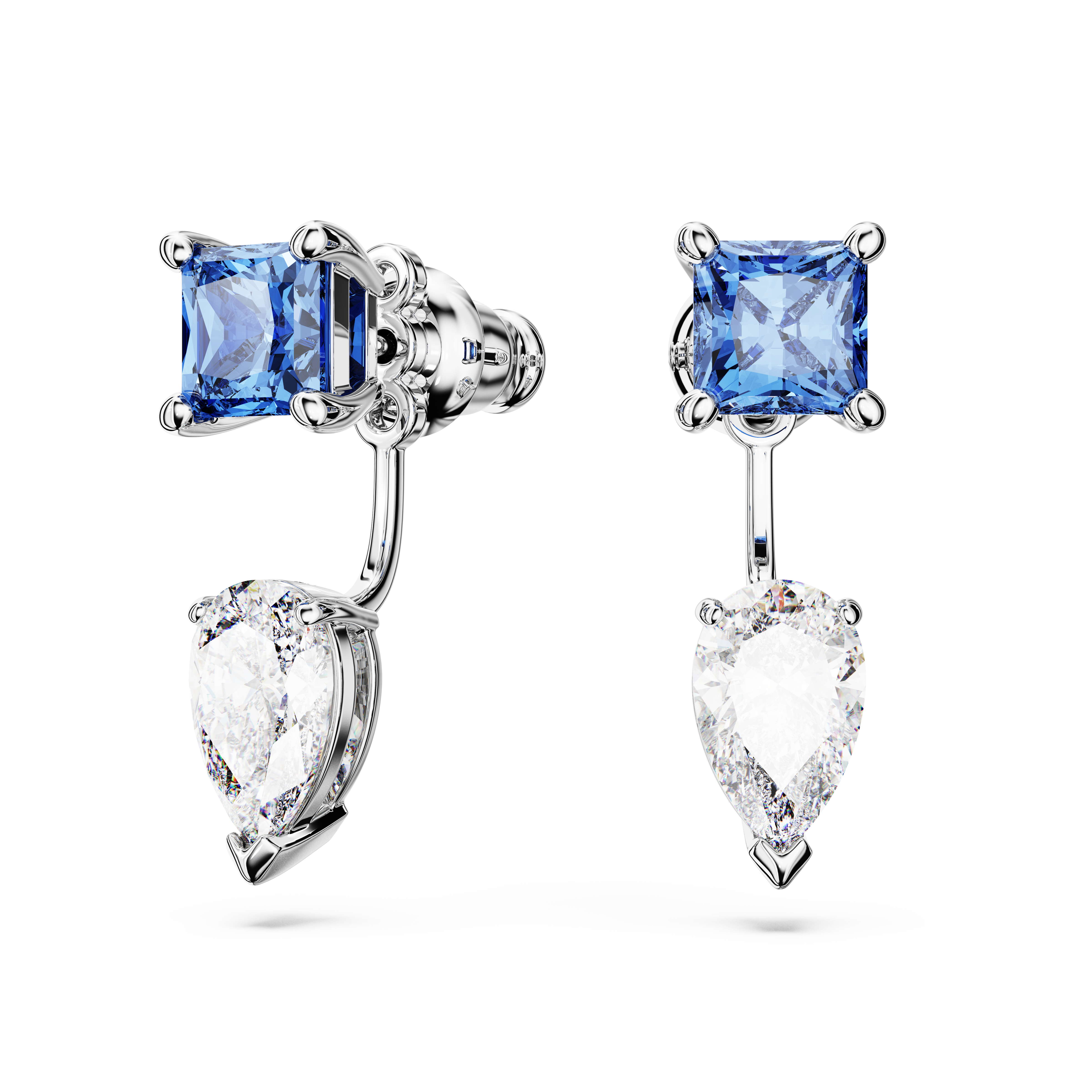 SWAROVSKI MESMERA EARRING JACKETS, MIXED CUTS, DETACHABLE, BLUE, RHODIUM PLATED 5665767