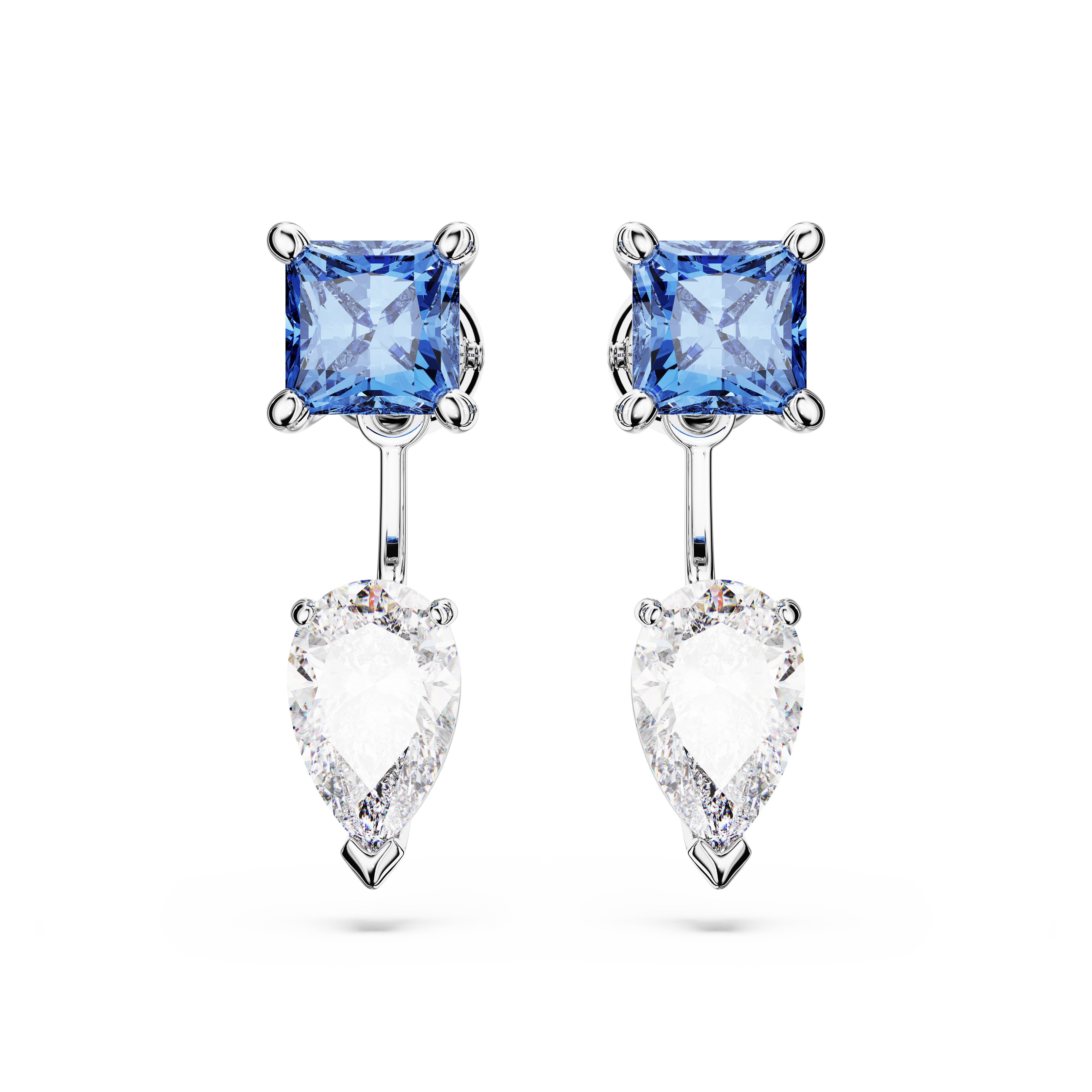 SWAROVSKI MESMERA EARRING JACKETS, MIXED CUTS, DETACHABLE, BLUE, RHODIUM PLATED 5665767