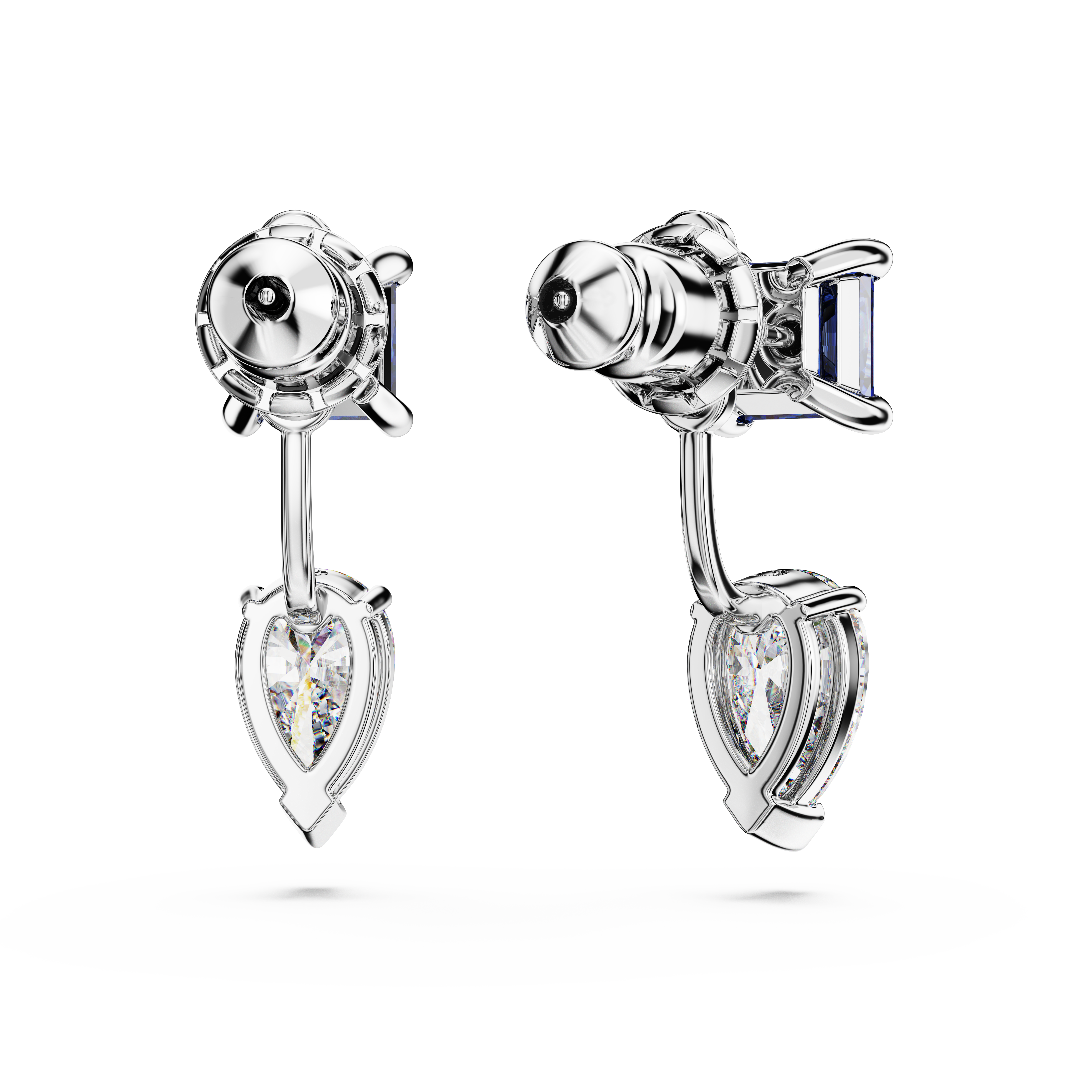 Swarovski Mesmera earring jackets, Mixed cuts, Detachable, Blue, Rhodium plated 5665767