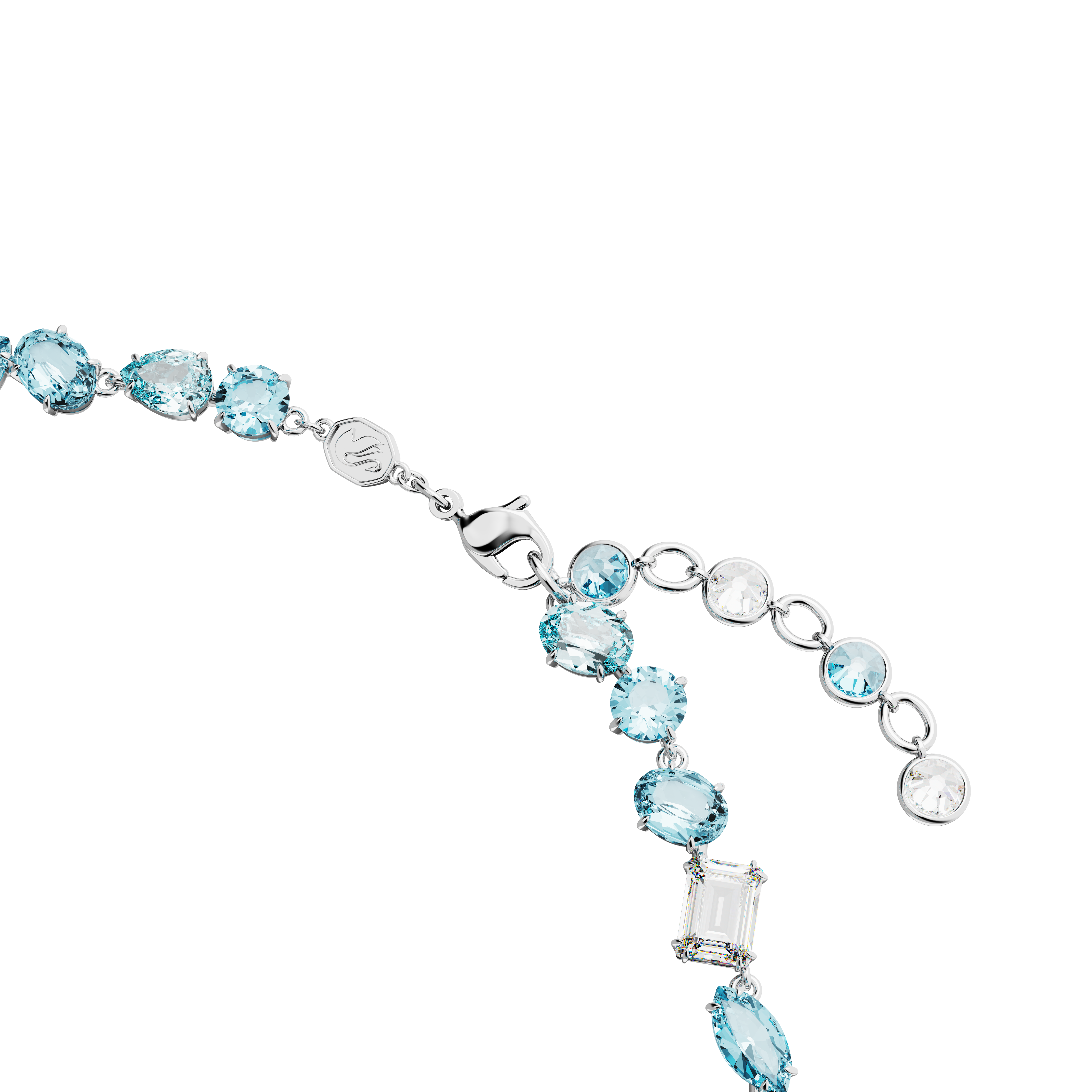 SWAROVSKI GEMA NECKLACE, MIXED CUTS, BLUE, RHODIUM PLATED 5666007