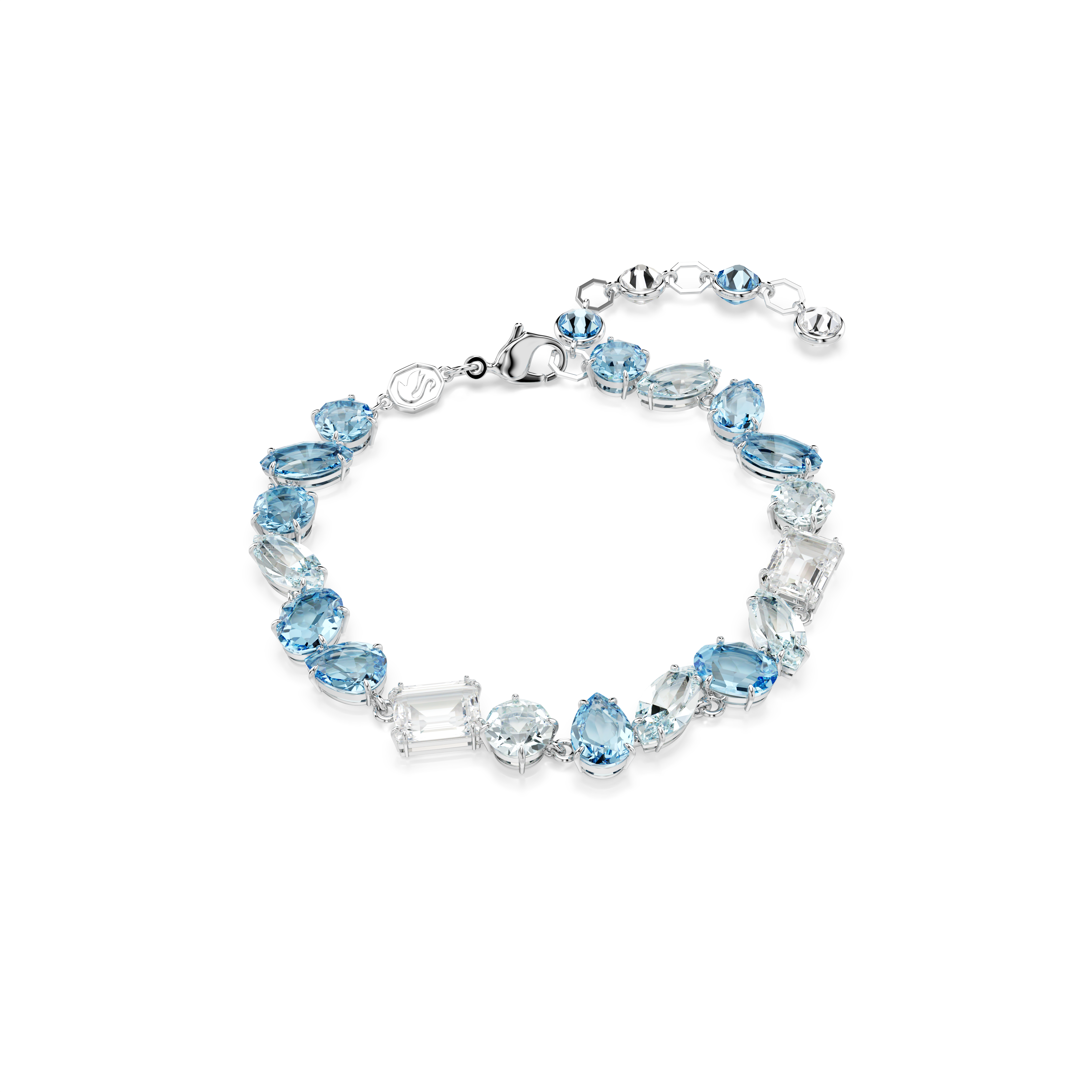 Swarovski Gema bracelet, Mixed cuts, Blue, Rhodium plated 5666018