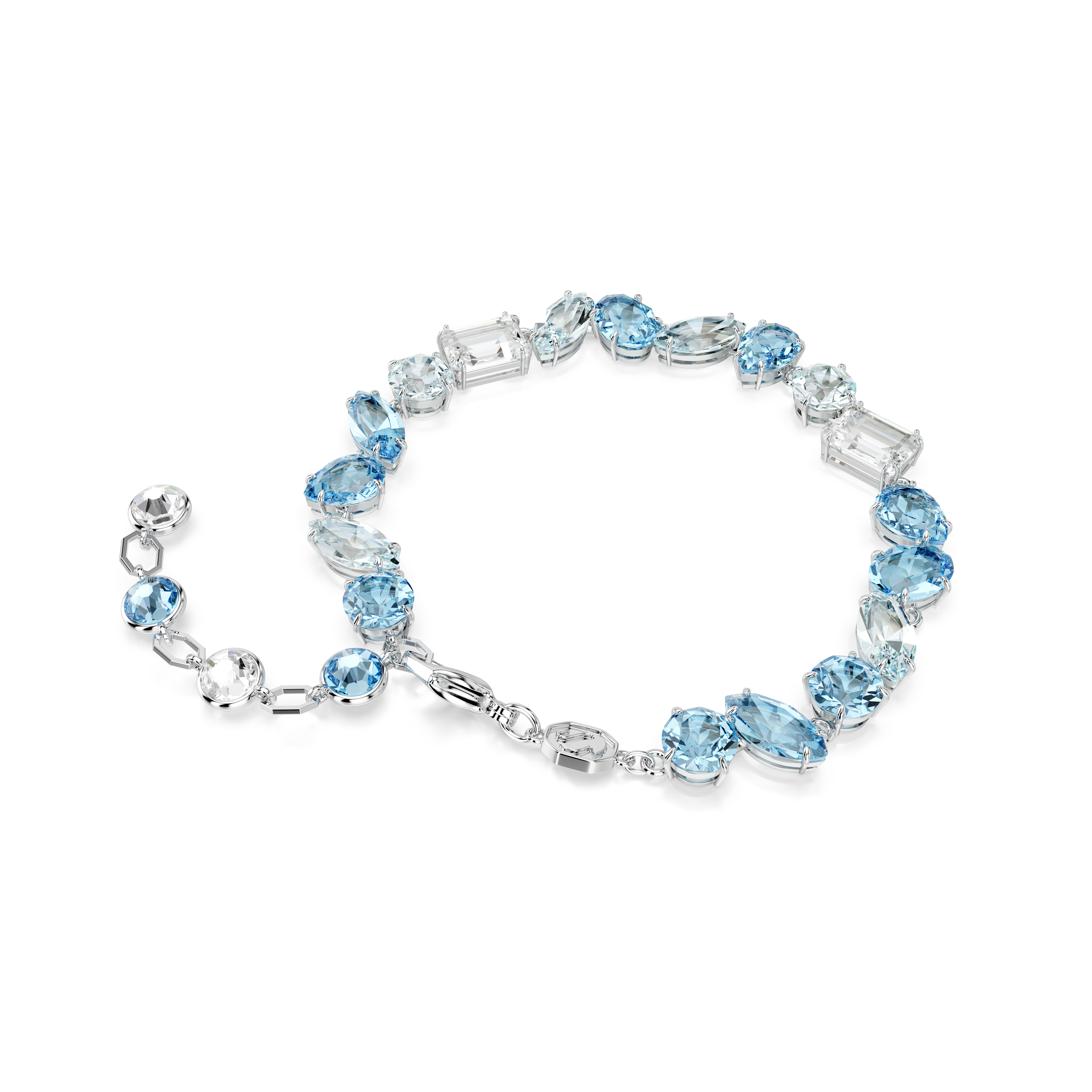 Swarovski Gema bracelet, Mixed cuts, Blue, Rhodium plated 5666018