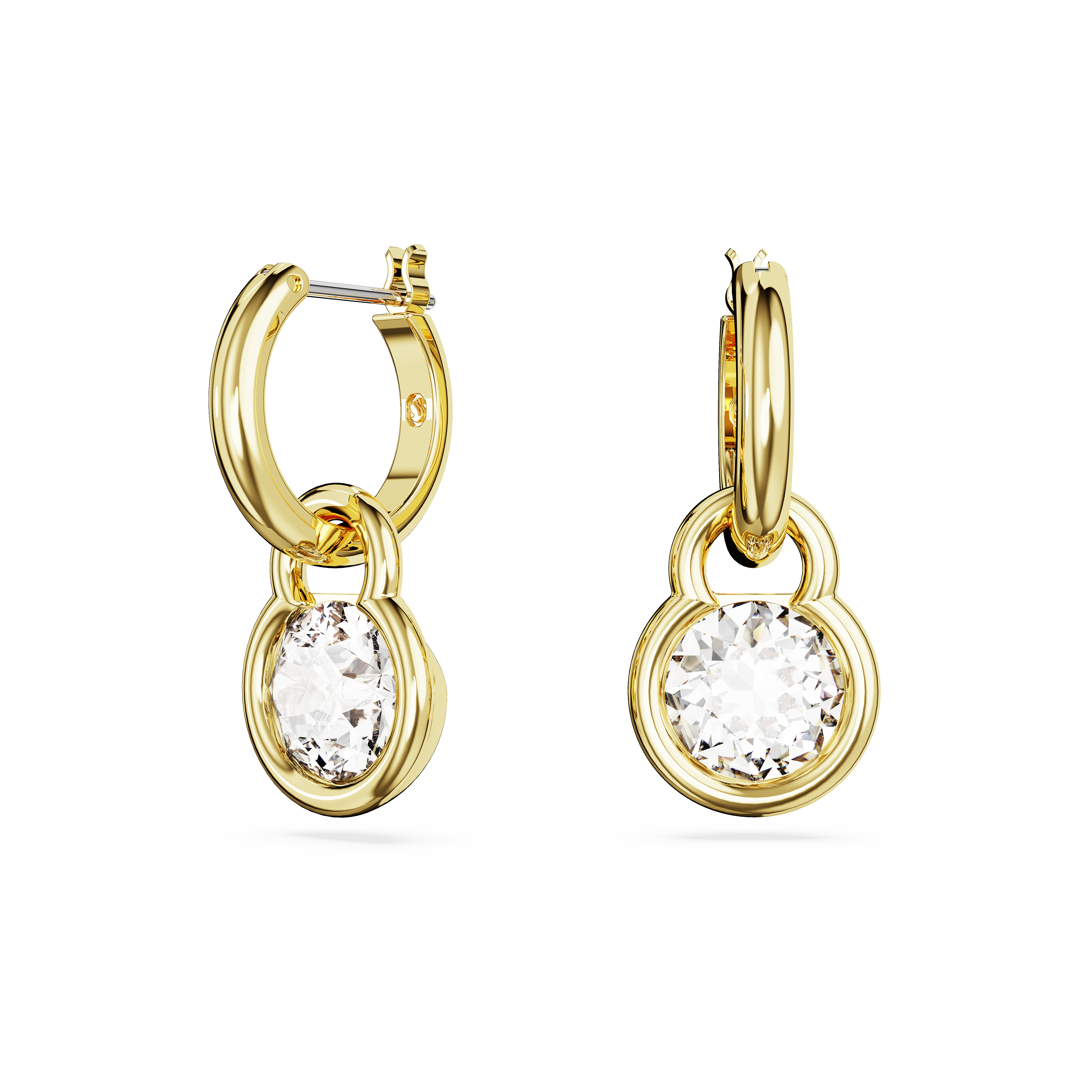 SWAROVSKI DEXTERA DROP EARRINGS, ROUND CUT, WHITE, GOLD-TONE PLATED 5666023