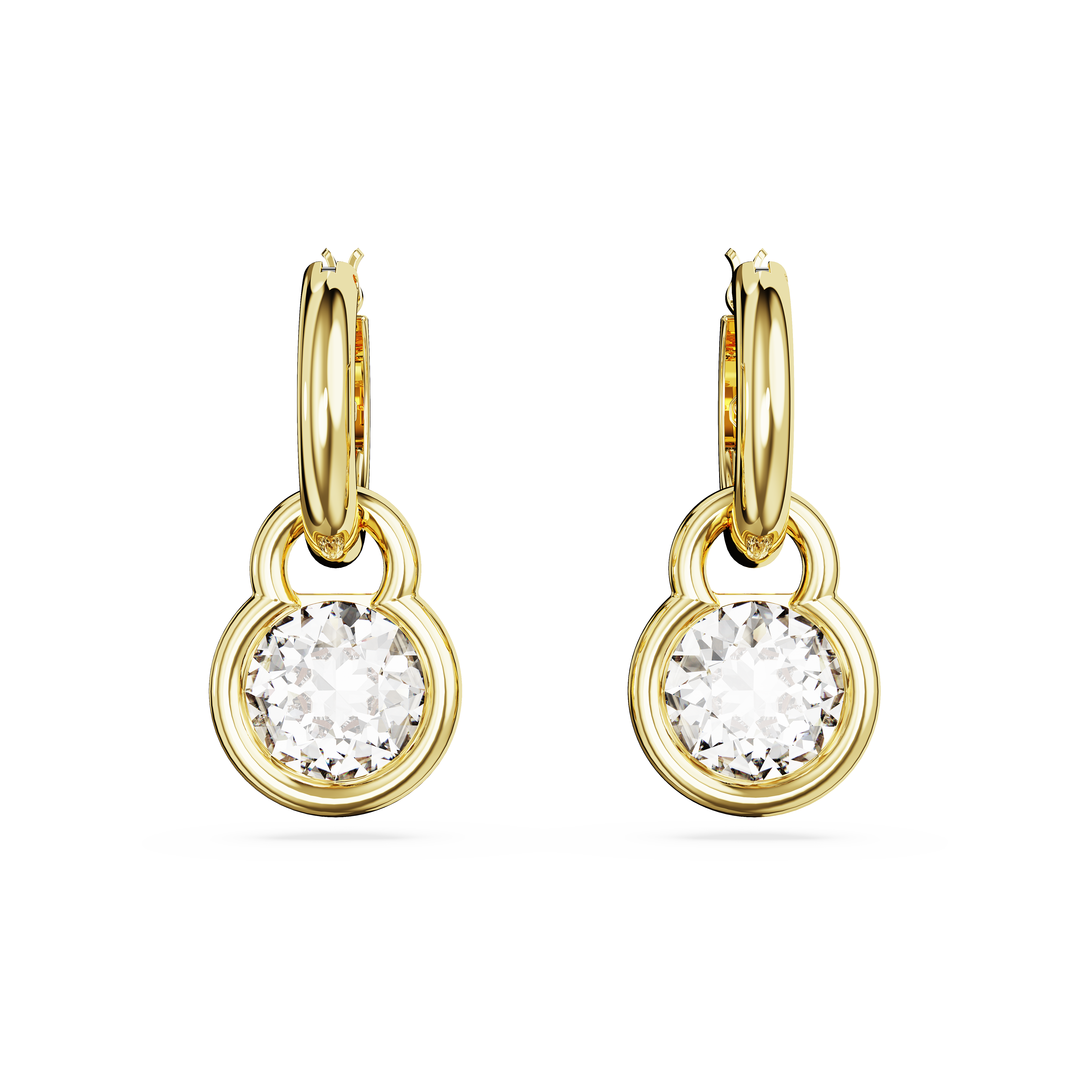 SWAROVSKI DEXTERA DROP EARRINGS, ROUND CUT, WHITE, GOLD-TONE PLATED 5666023
