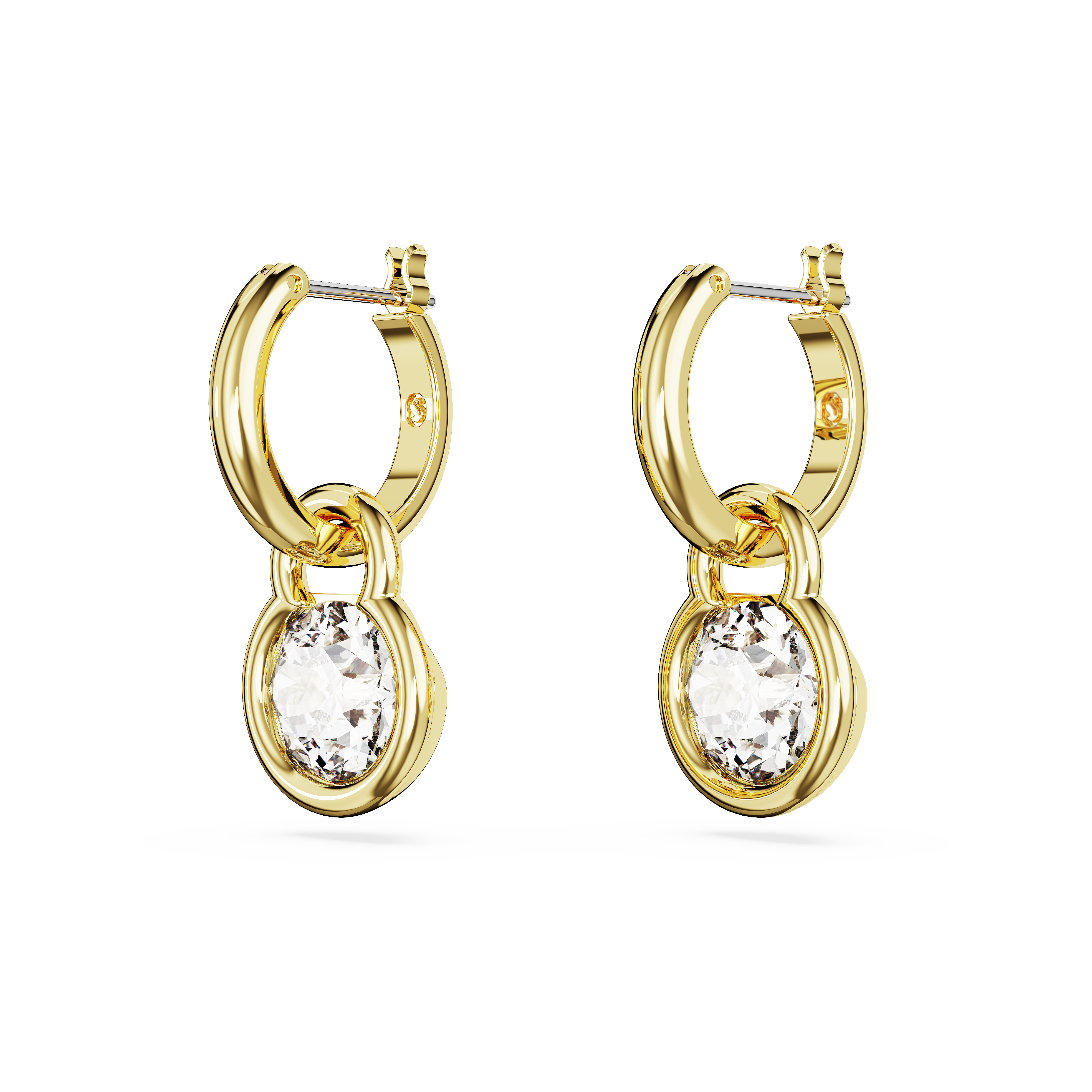 SWAROVSKI DEXTERA DROP EARRINGS, ROUND CUT, WHITE, GOLD-TONE PLATED 5666023