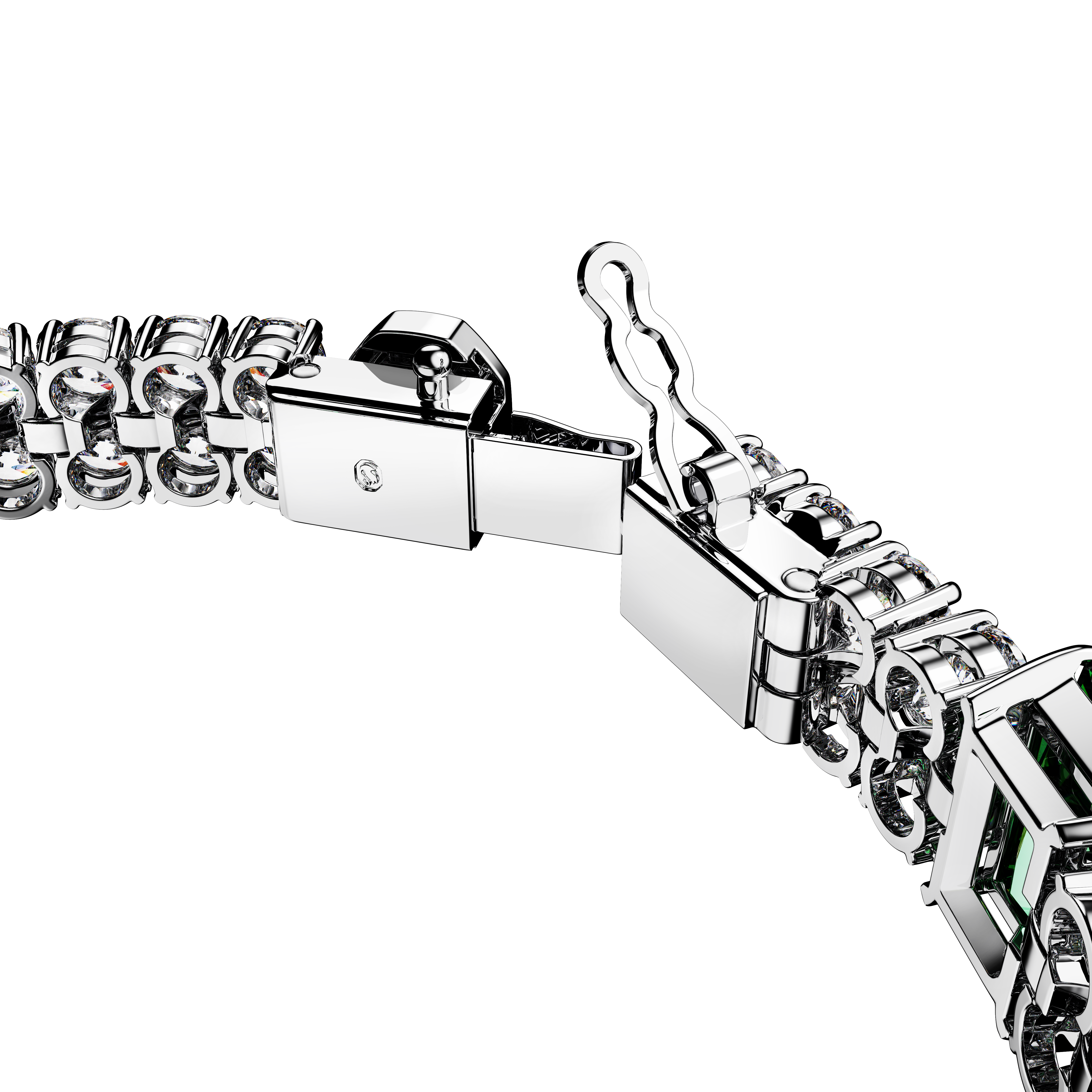 SWAROVSKI MATRIX TENNIS BRACELET, MIXED CUTS, GREEN, RHODIUM PLATED