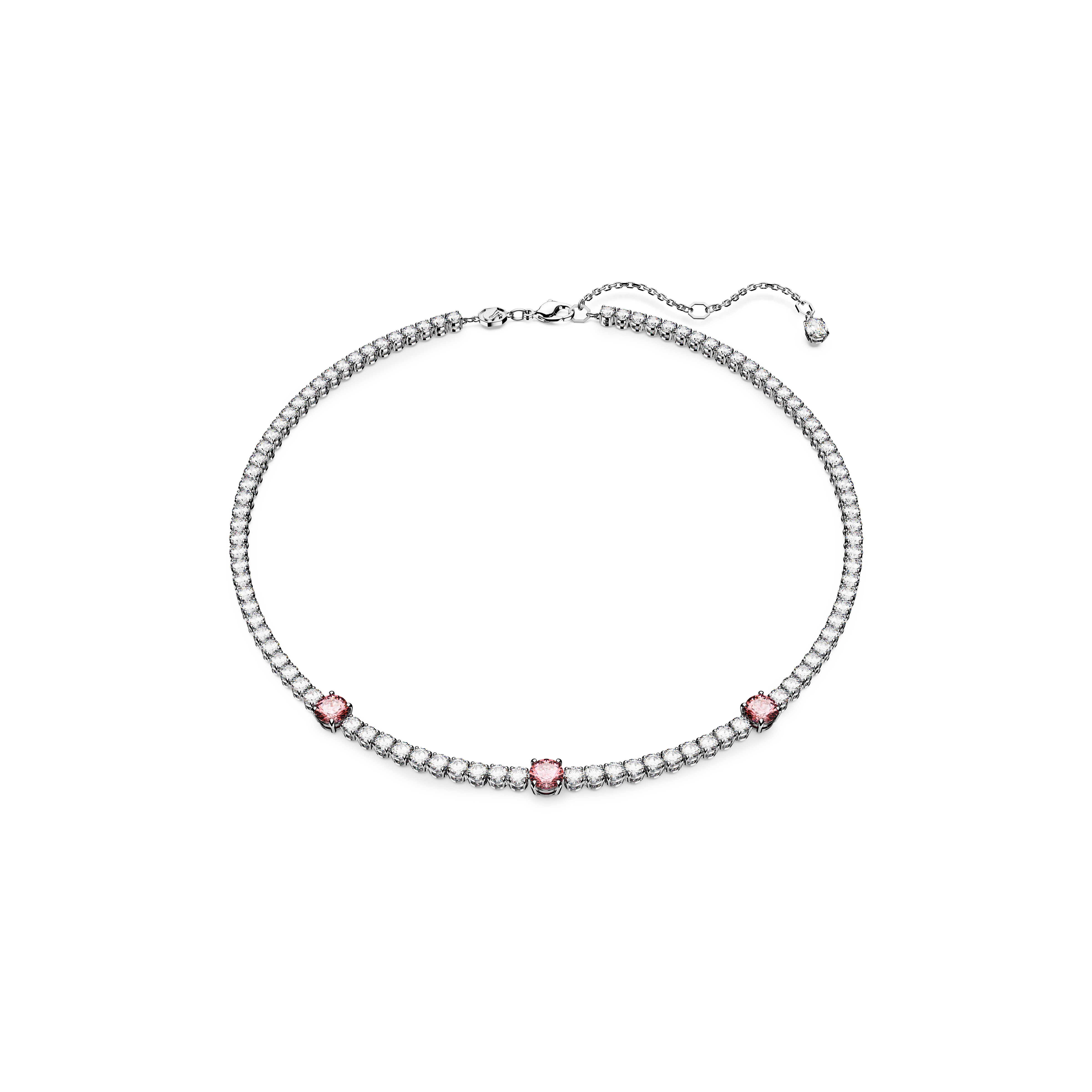 SWAROVSKI MATRIX TENNIS NECKLACE, MIXED CUTS, PINK, RHODIUM PLATED 5666165