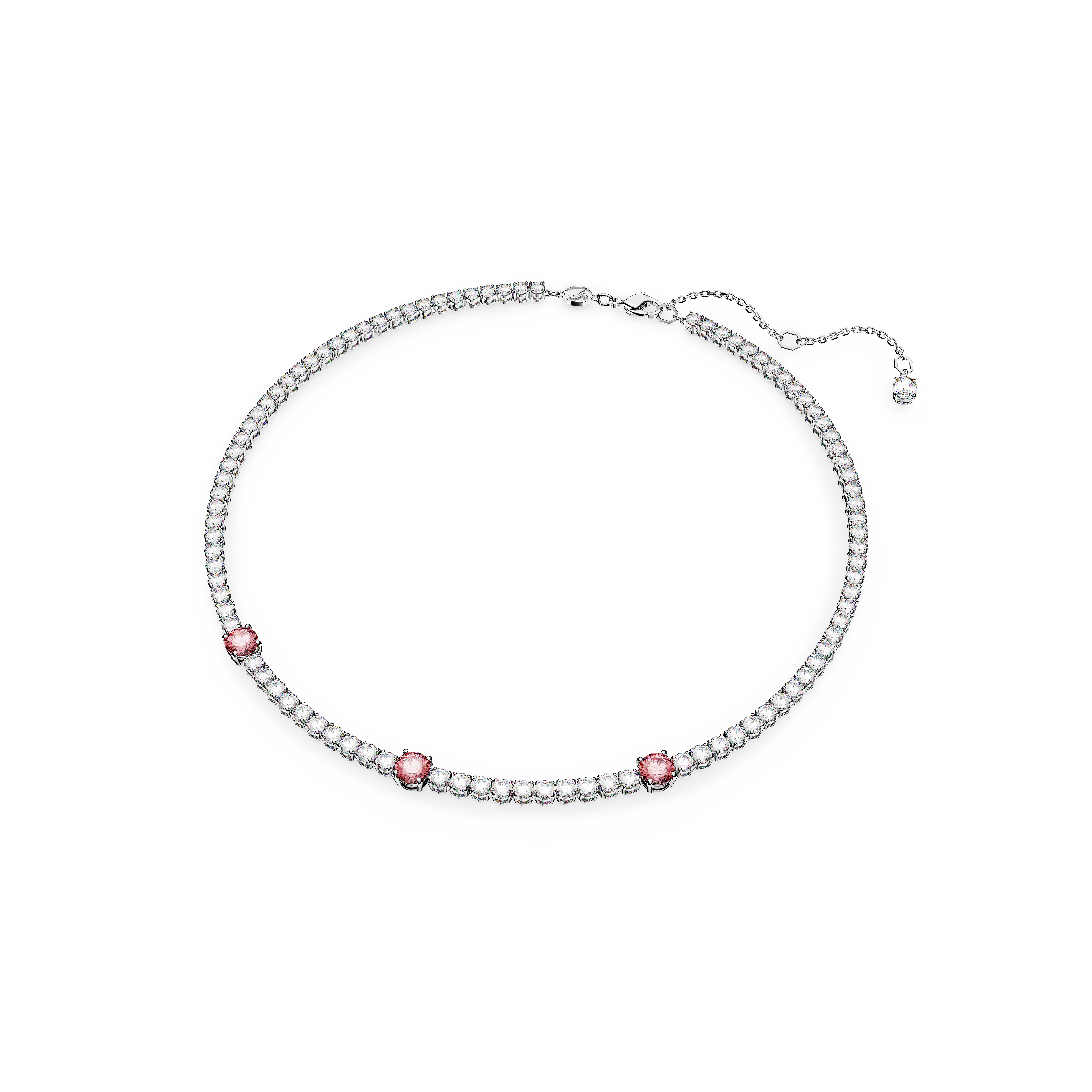 SWAROVSKI MATRIX TENNIS NECKLACE, MIXED CUTS, PINK, RHODIUM PLATED 5666165