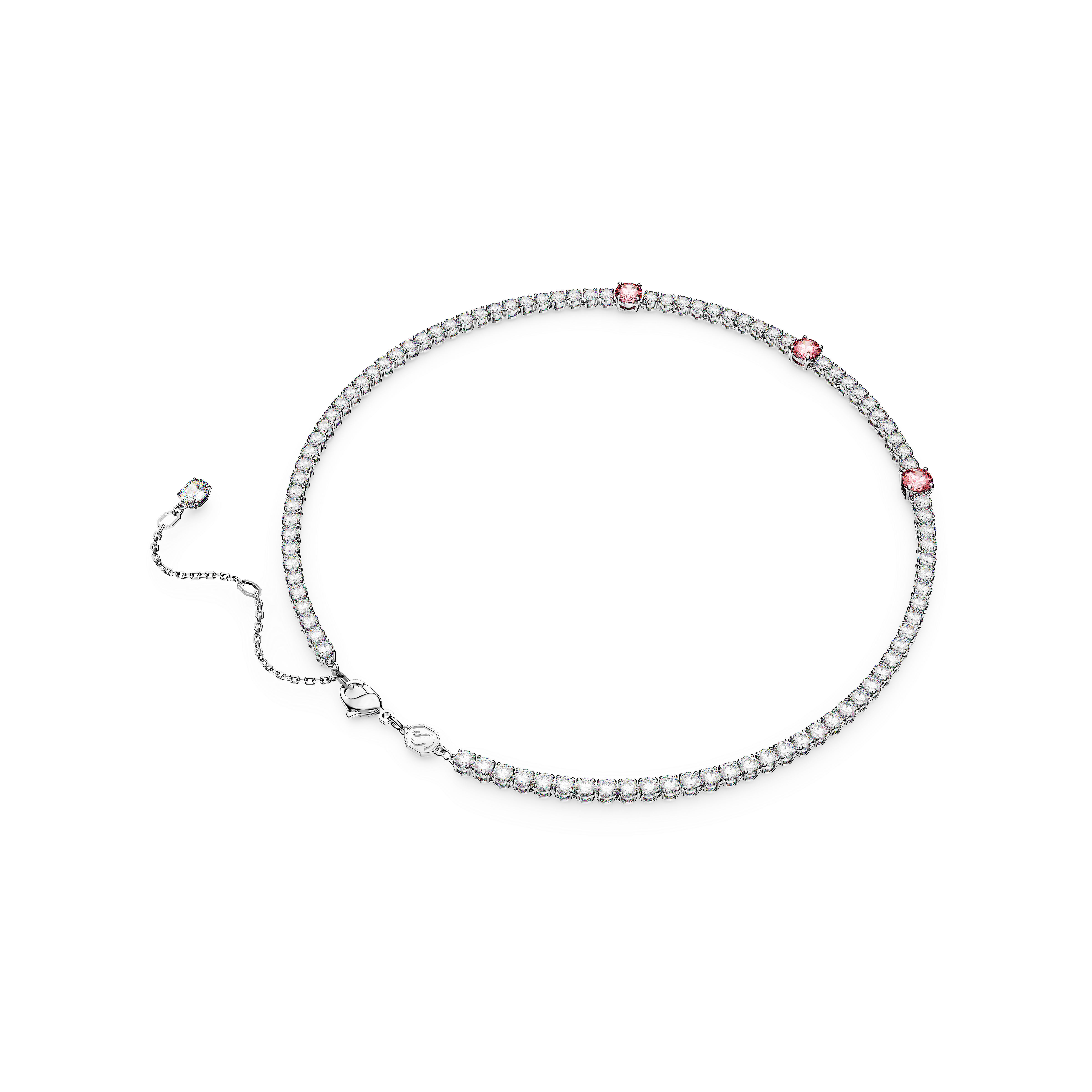SWAROVSKI MATRIX TENNIS NECKLACE, MIXED CUTS, PINK, RHODIUM PLATED 5666165