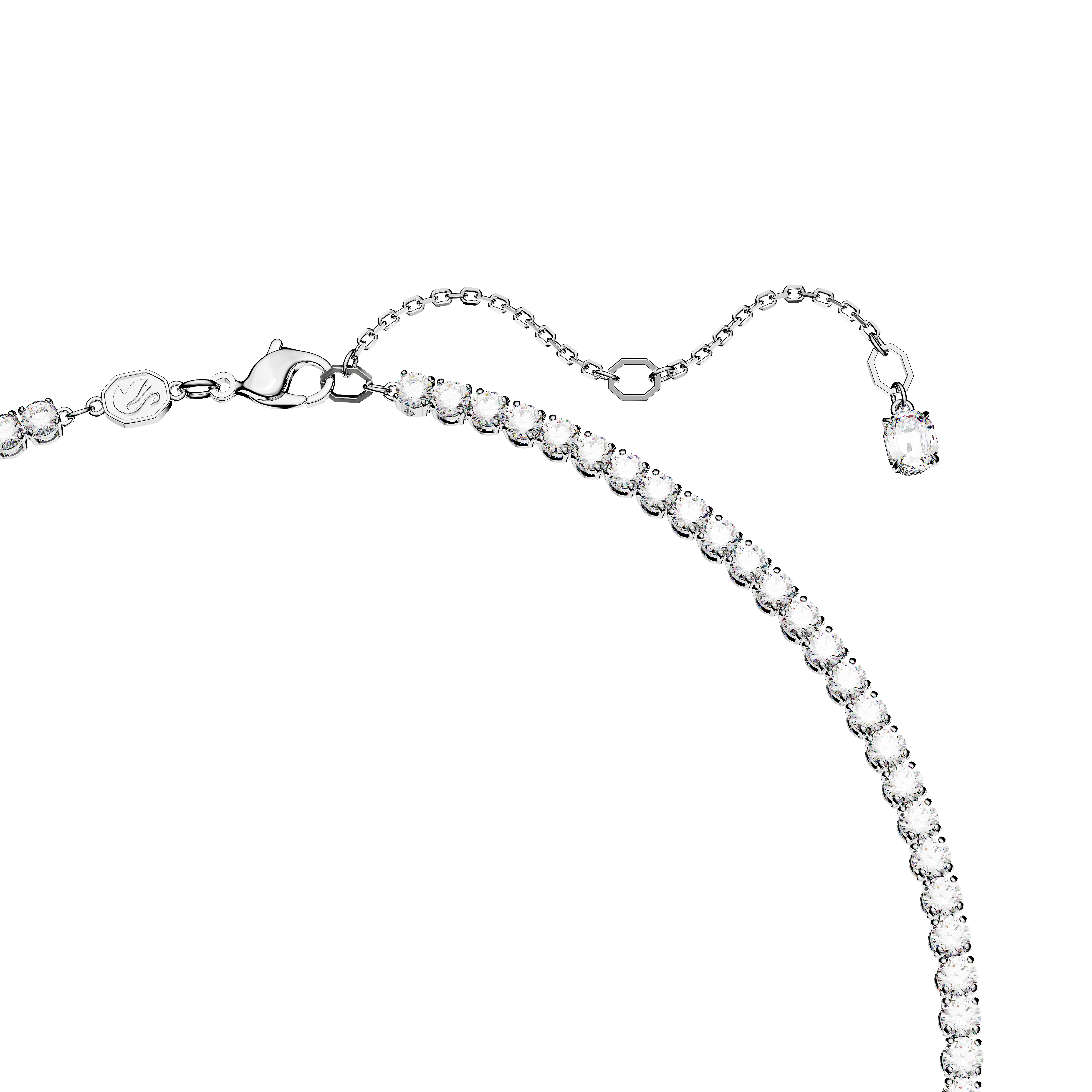 Swarovski Matrix Tennis necklace, Mixed cuts, Green, Rhodium plated 5666168