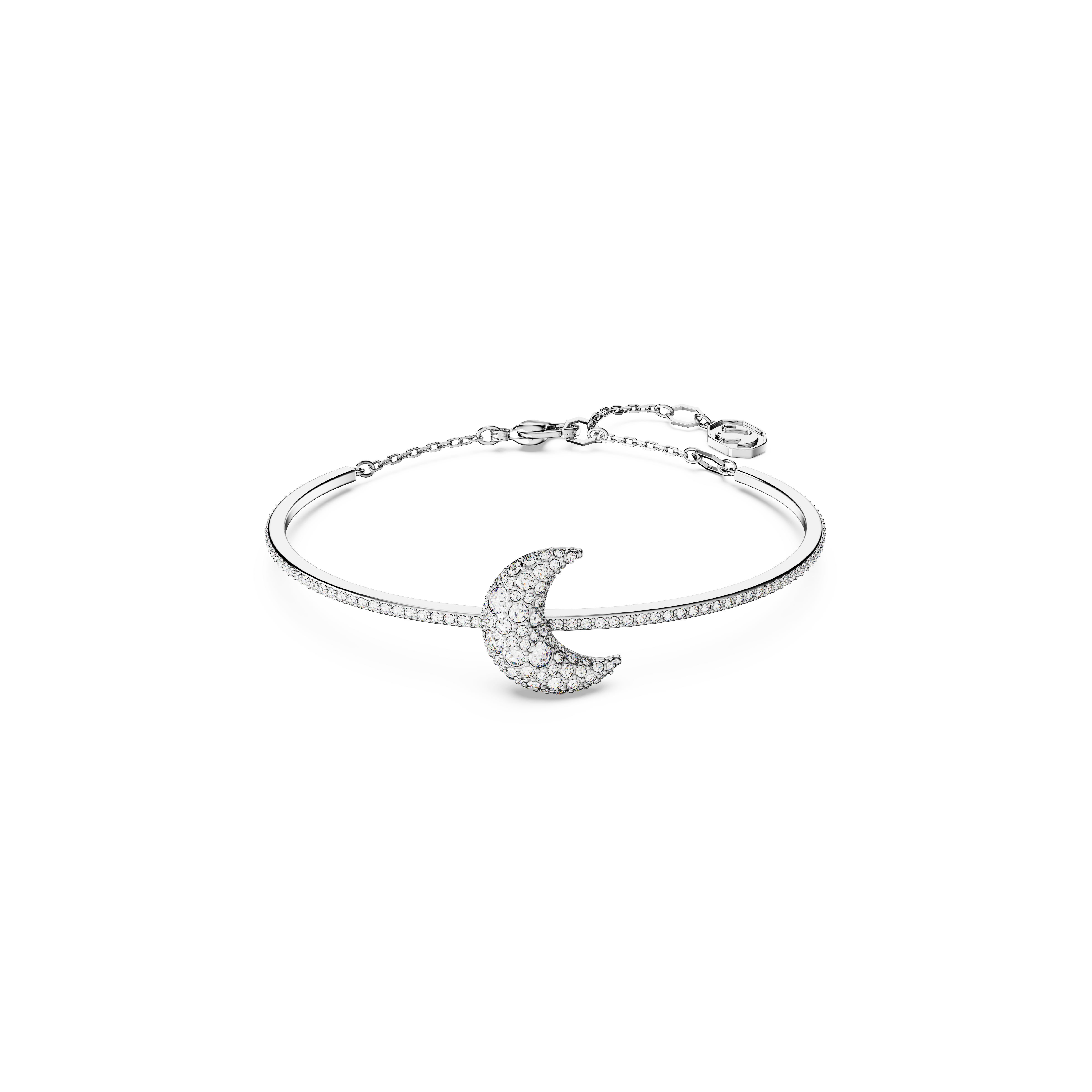 SWAROVSKI LUNA BANGLE, MOON, WHITE, RHODIUM PLATED 5666175