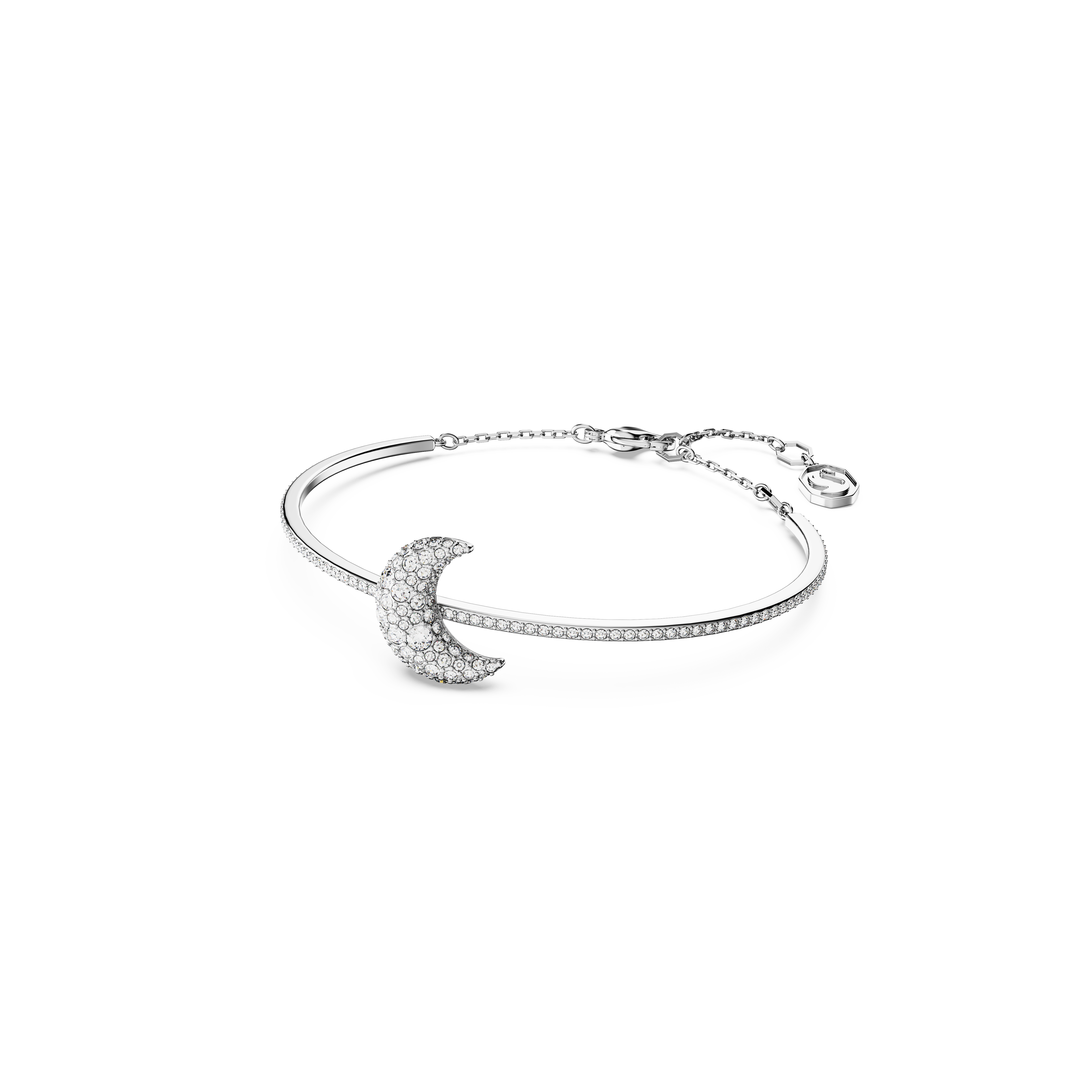 SWAROVSKI LUNA BANGLE, MOON, WHITE, RHODIUM PLATED 5666175
